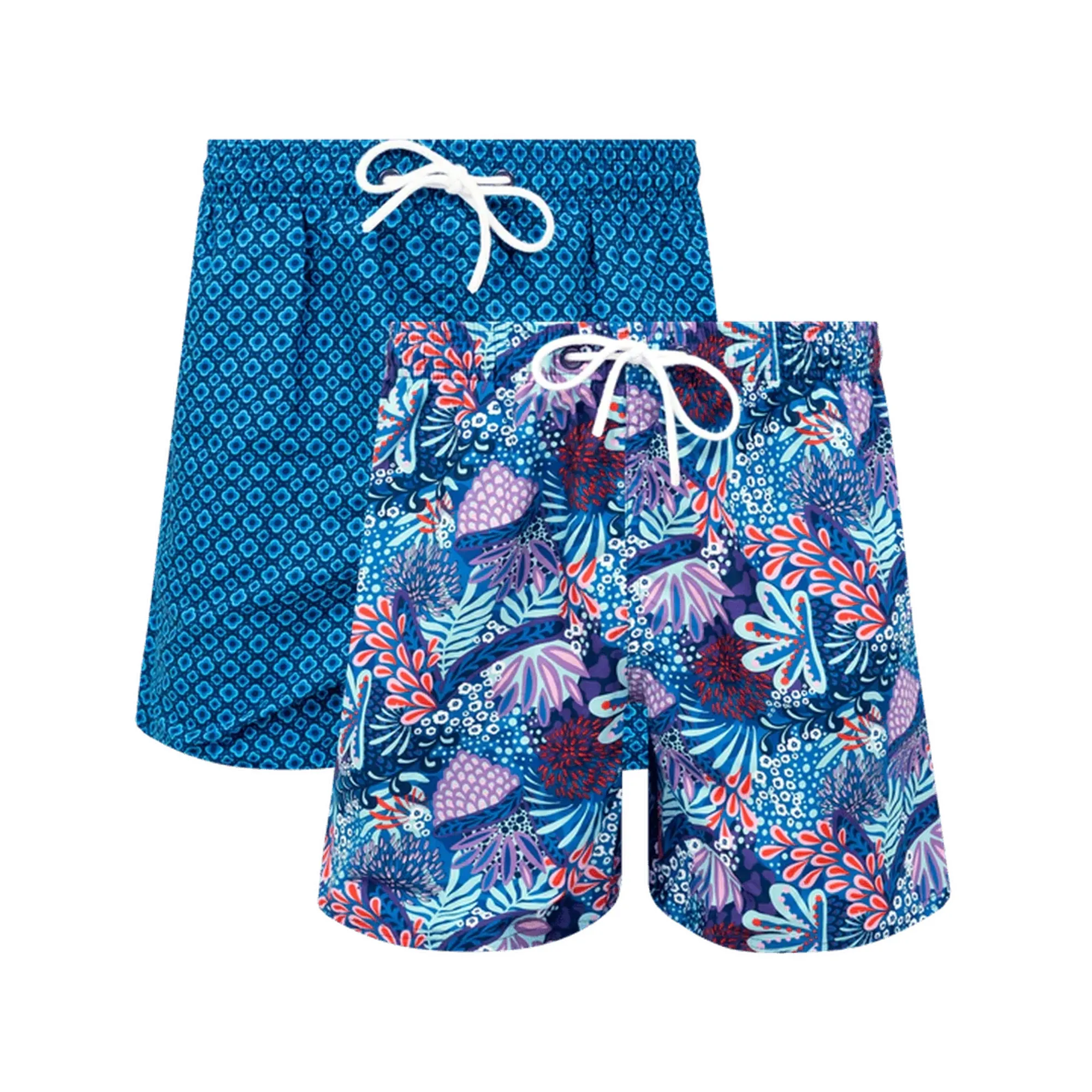Navy & Coral Bundle - Mens Swim Shorts 2 Pack