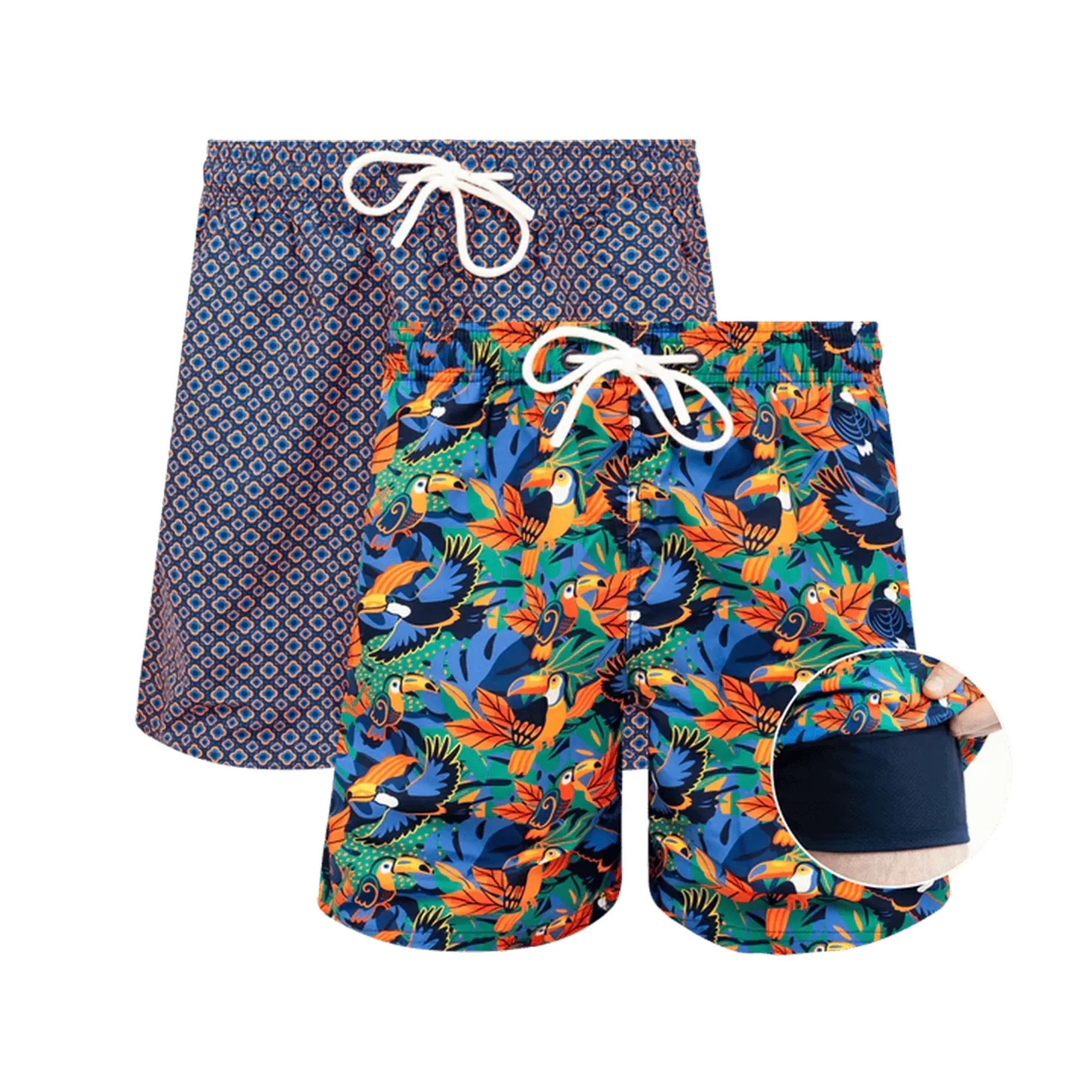 Orange & Paradise Bundle - Mens Compression Swim Shorts