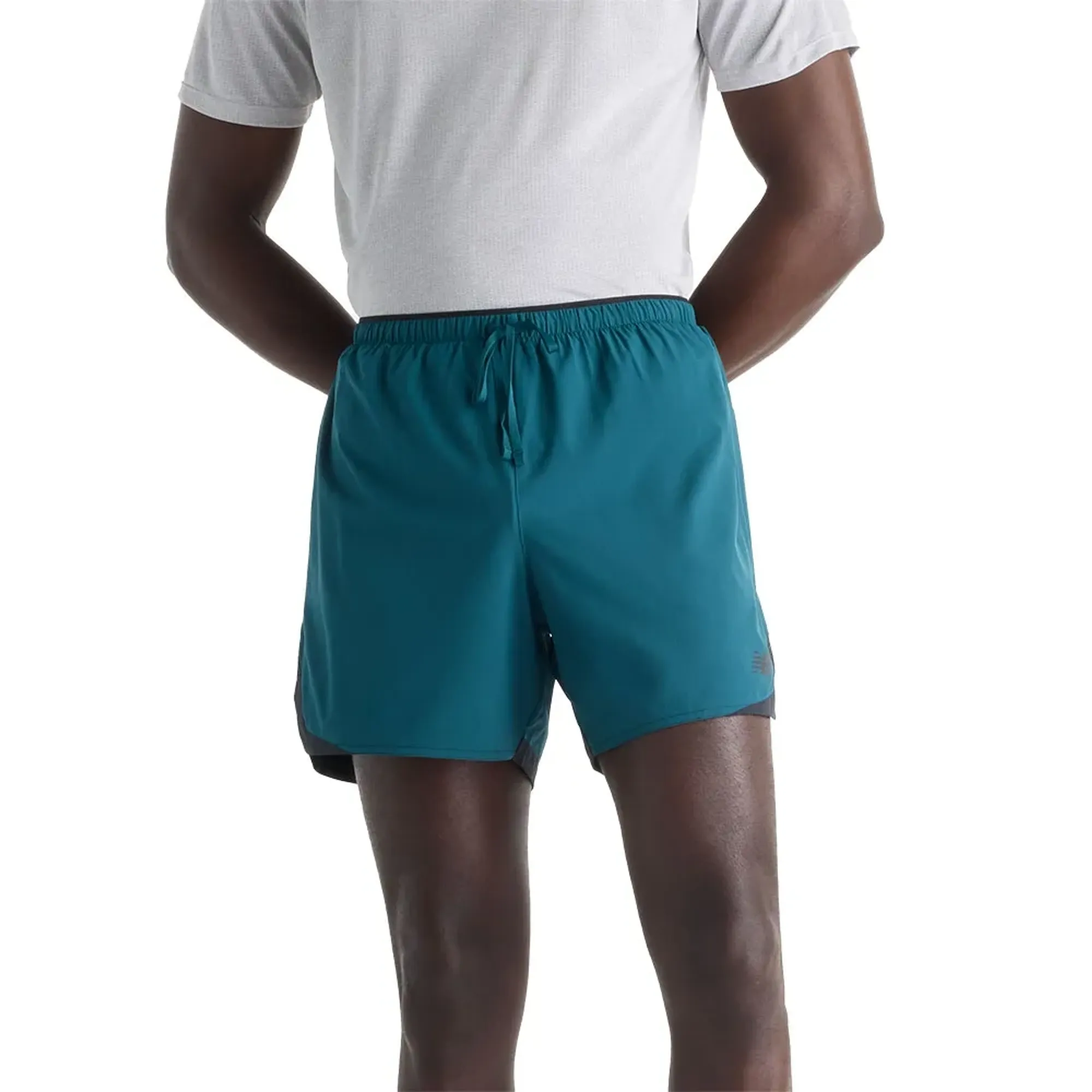 New Balance Men's RC Essential Short 5" in Green/Grey Polywoven