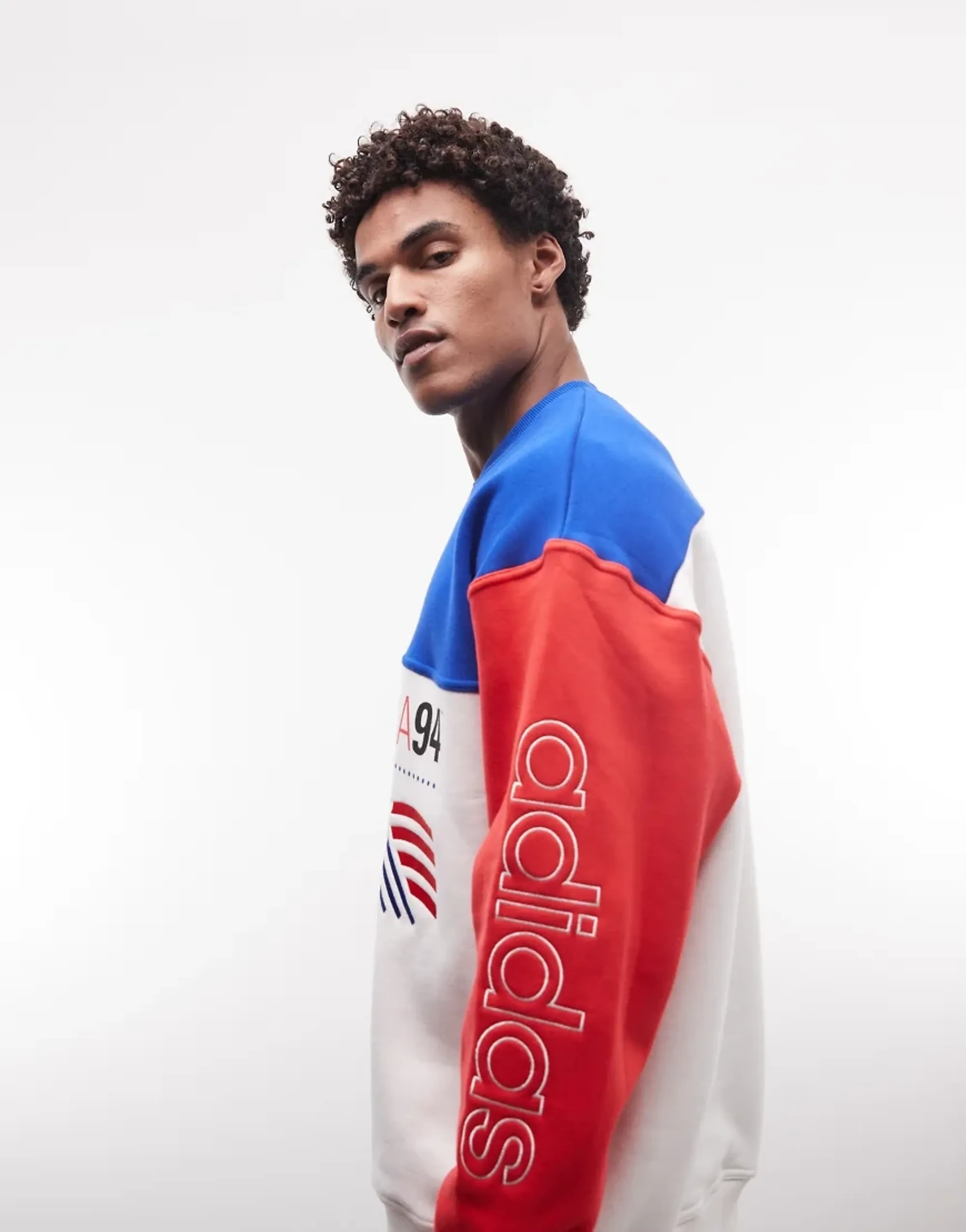 Adidas Performance Graphic Sweatshirt In Royal Blue / Cloud White
