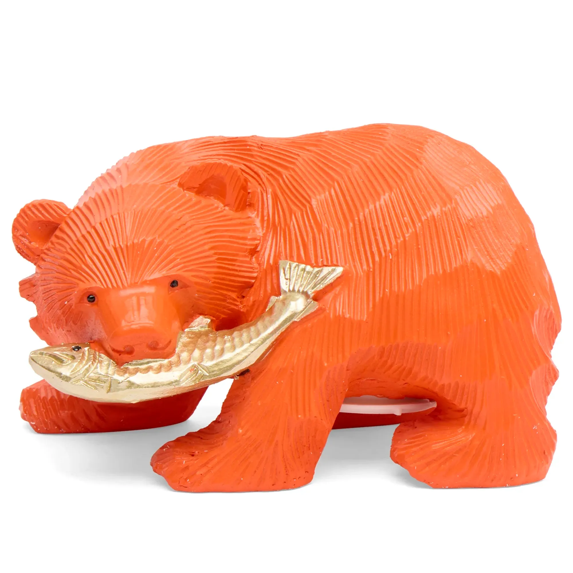 BEAMS JAPAN Wooden Carving Bear Piggy Bank Orange