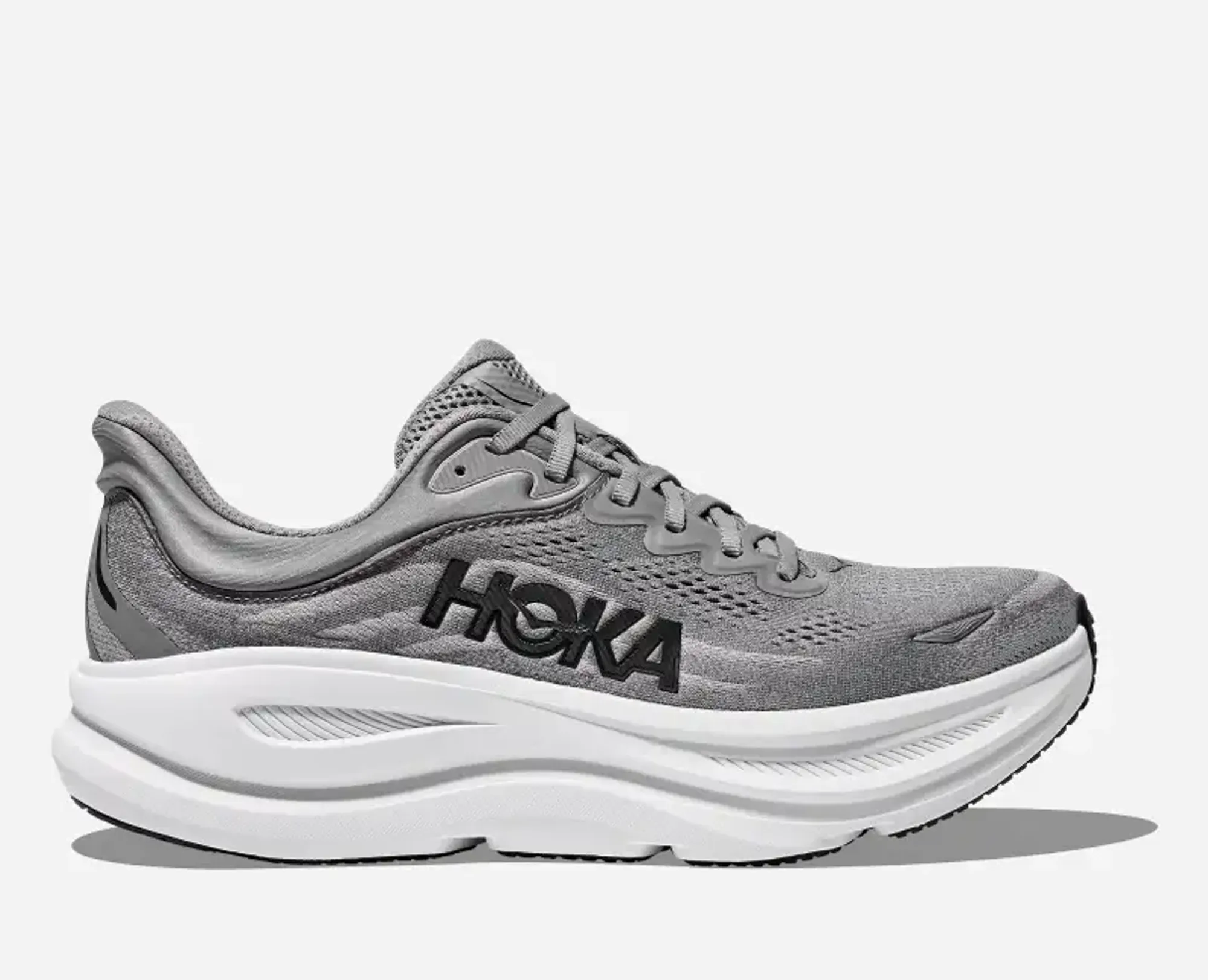 Hoka Men's Bondi 9 Road Running Shoes In Galactic Grey/Stellar Grey