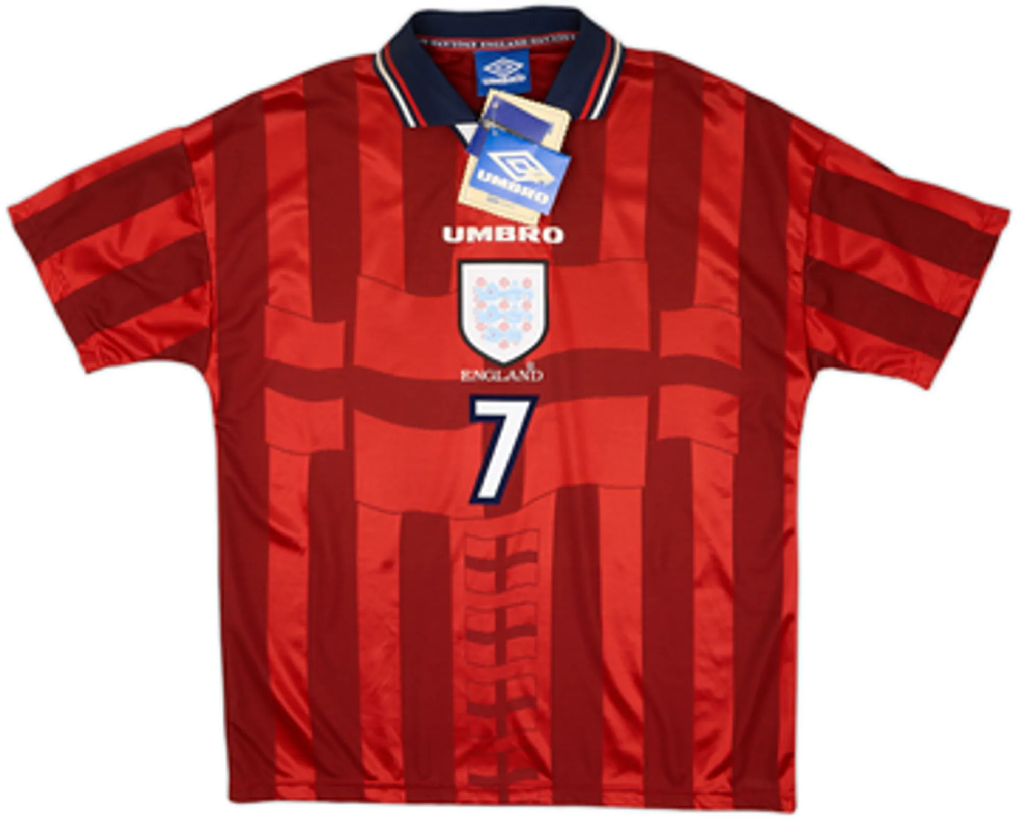 1997-99 England Away Shirt Beckham #7 (L)