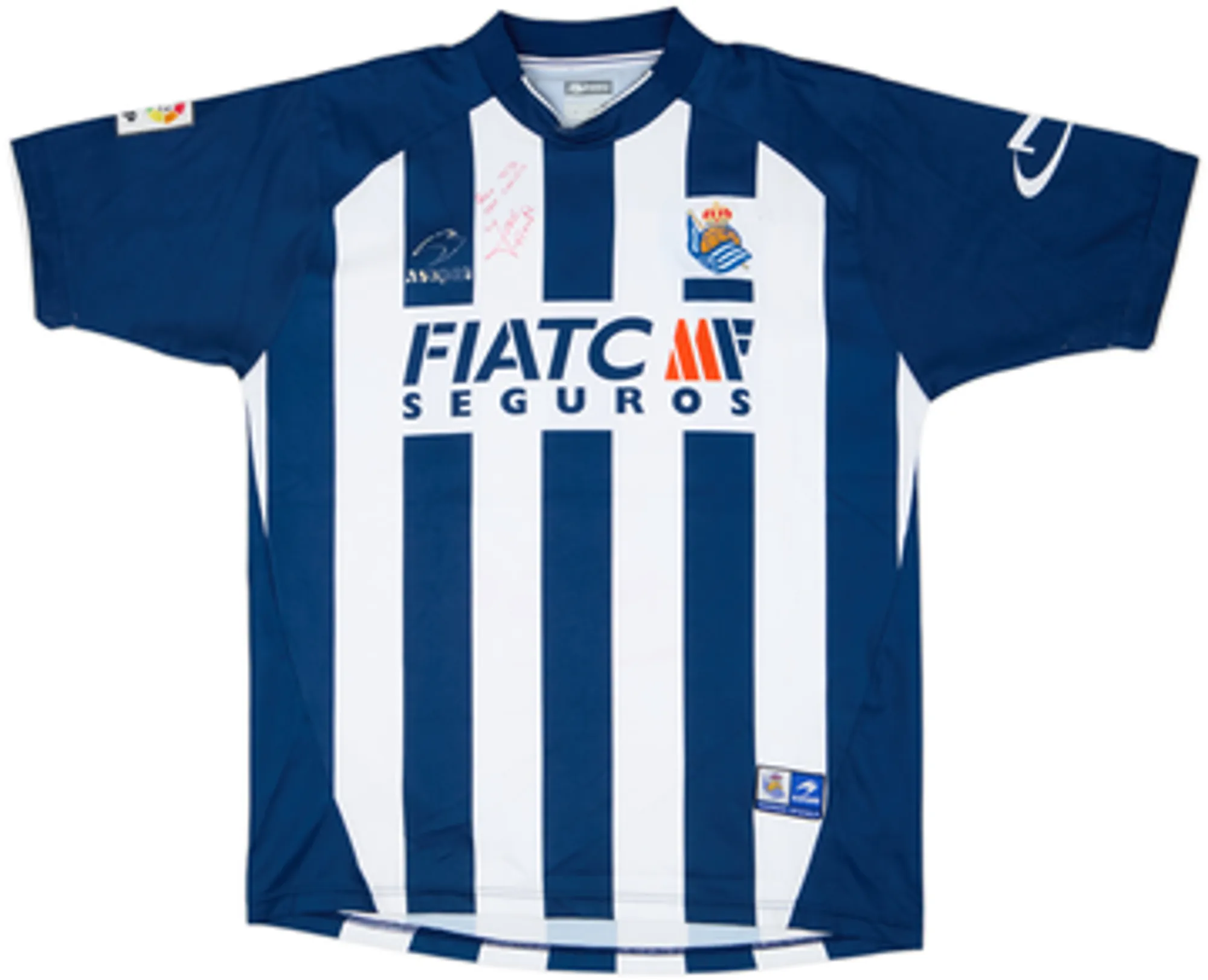 2004-06 Real Sociedad Signed Home Shirt Viafara #2 - 4/10 - (L)