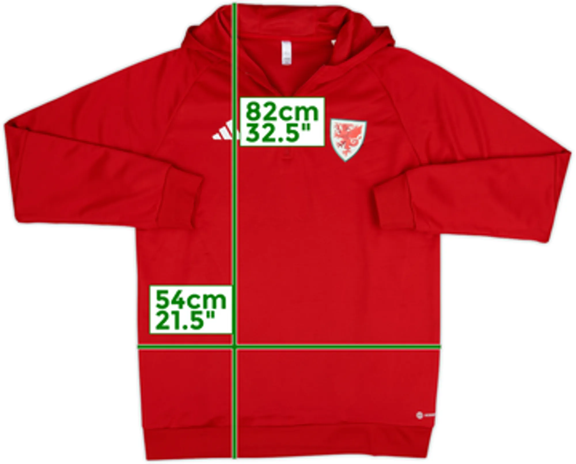 2022-23 Wales adidas Hooded 1/4 Zip Drill Top - 8/10 - (L)