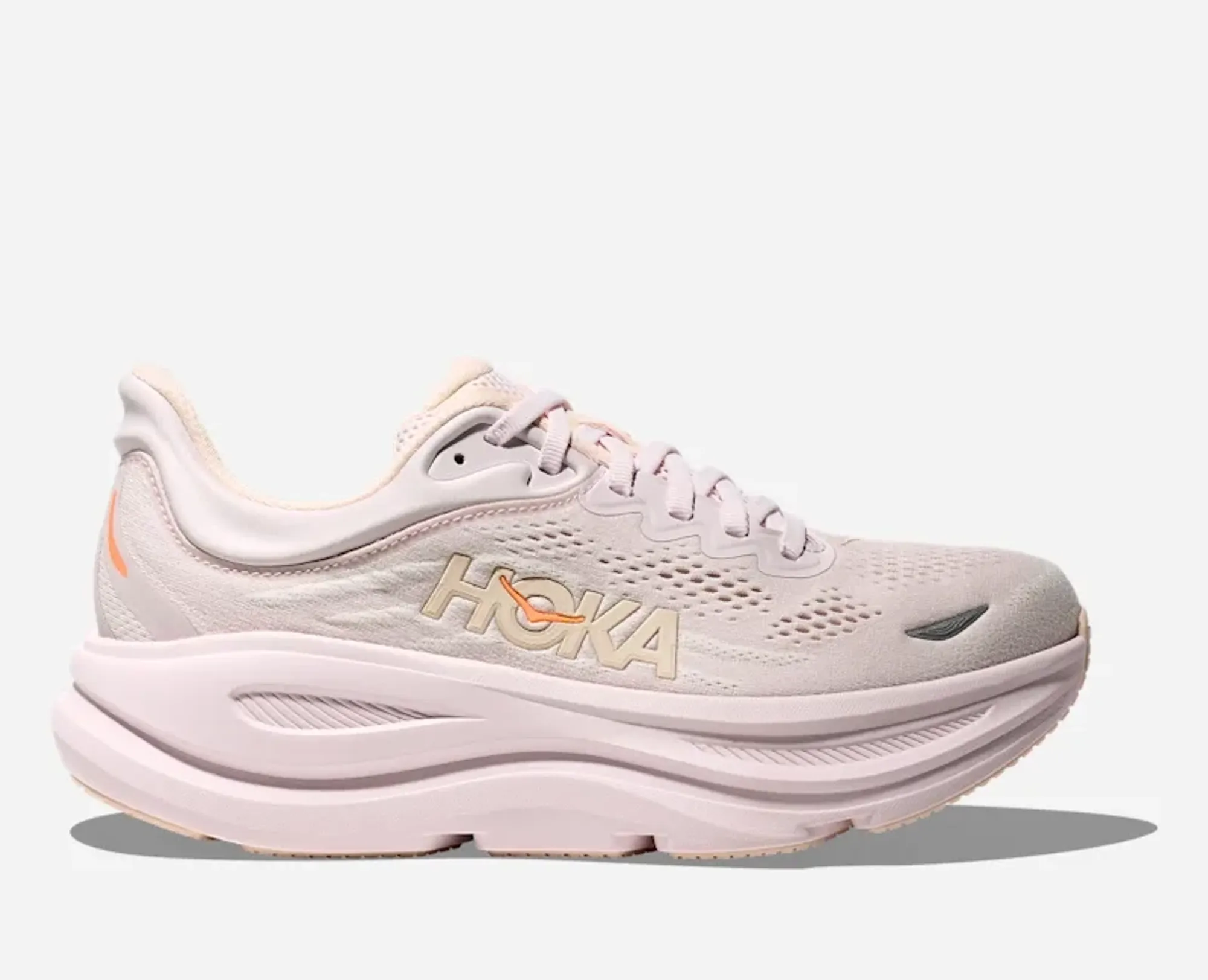 Hoka Women's Bondi 9 Road Running Shoes In Lilac Cream/Tangerine Glow