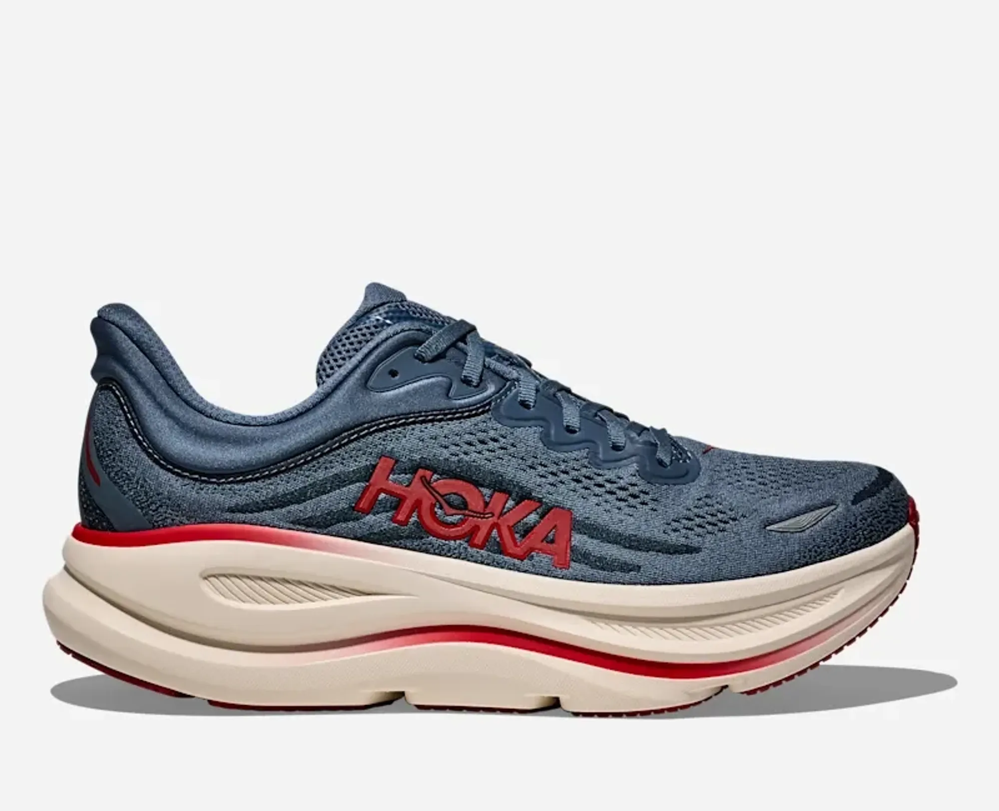 Hoka Men's Bondi 9 Road Running Shoes In Thunder Cloud/Vermillion