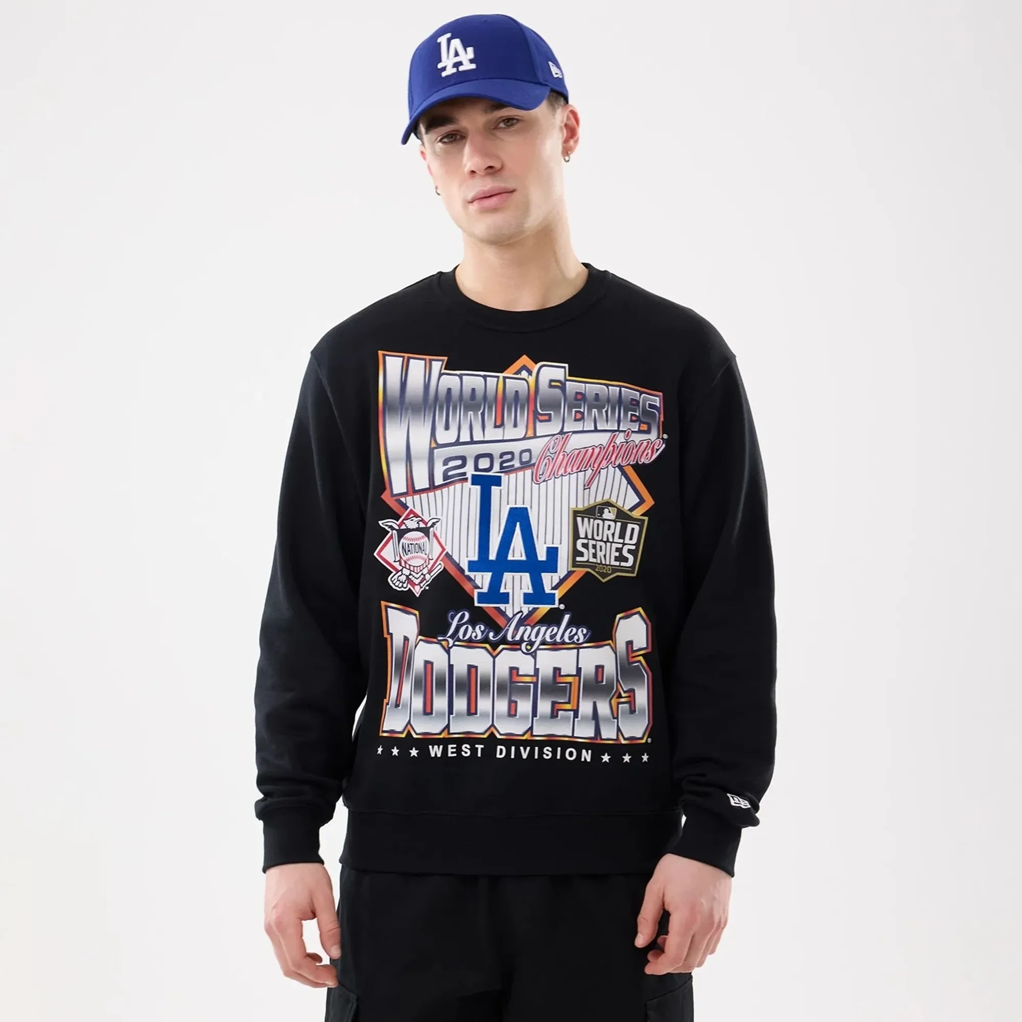 LA Dodgers MLB Retro Black Oversized Crew Neck Sweater New Era Cap adult unisex