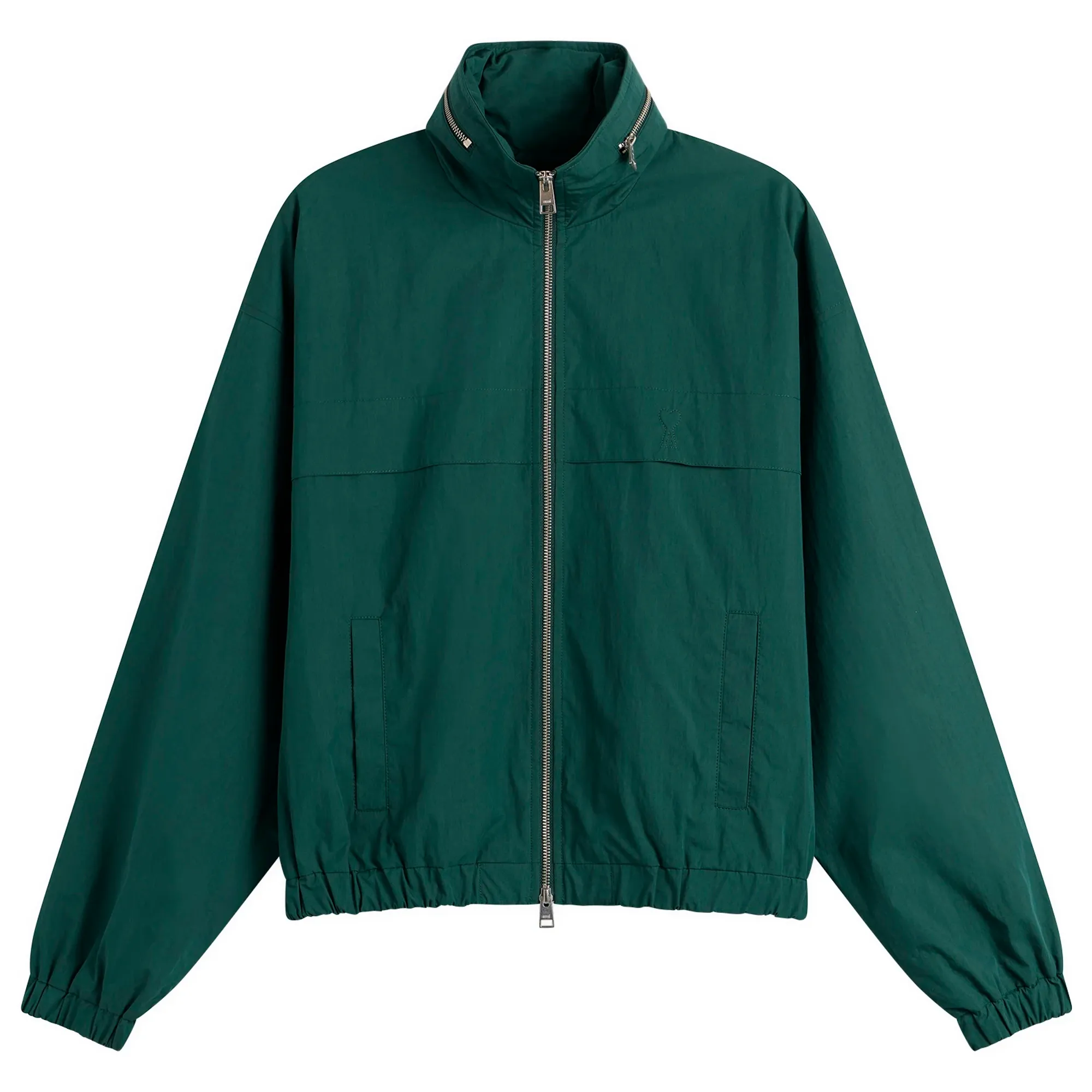 AMI Paris Men's Cotton Nylon Windbreaker with ADC Vert Sapin