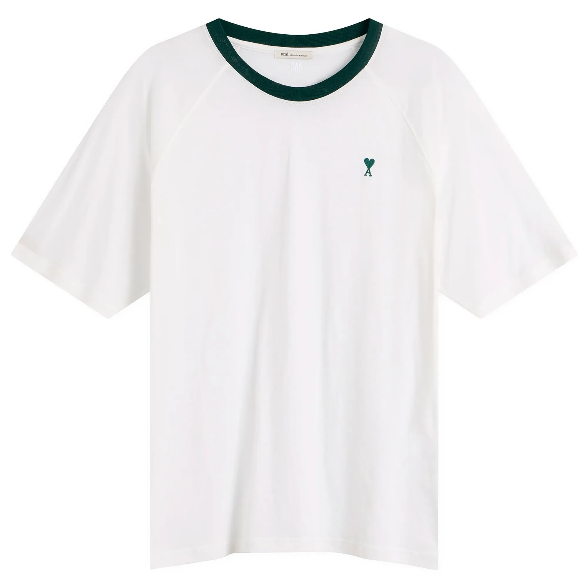 AMI Paris Men's Mercerised Jersey ADC T-Shirt Blanc Naturel/Vert Sapin