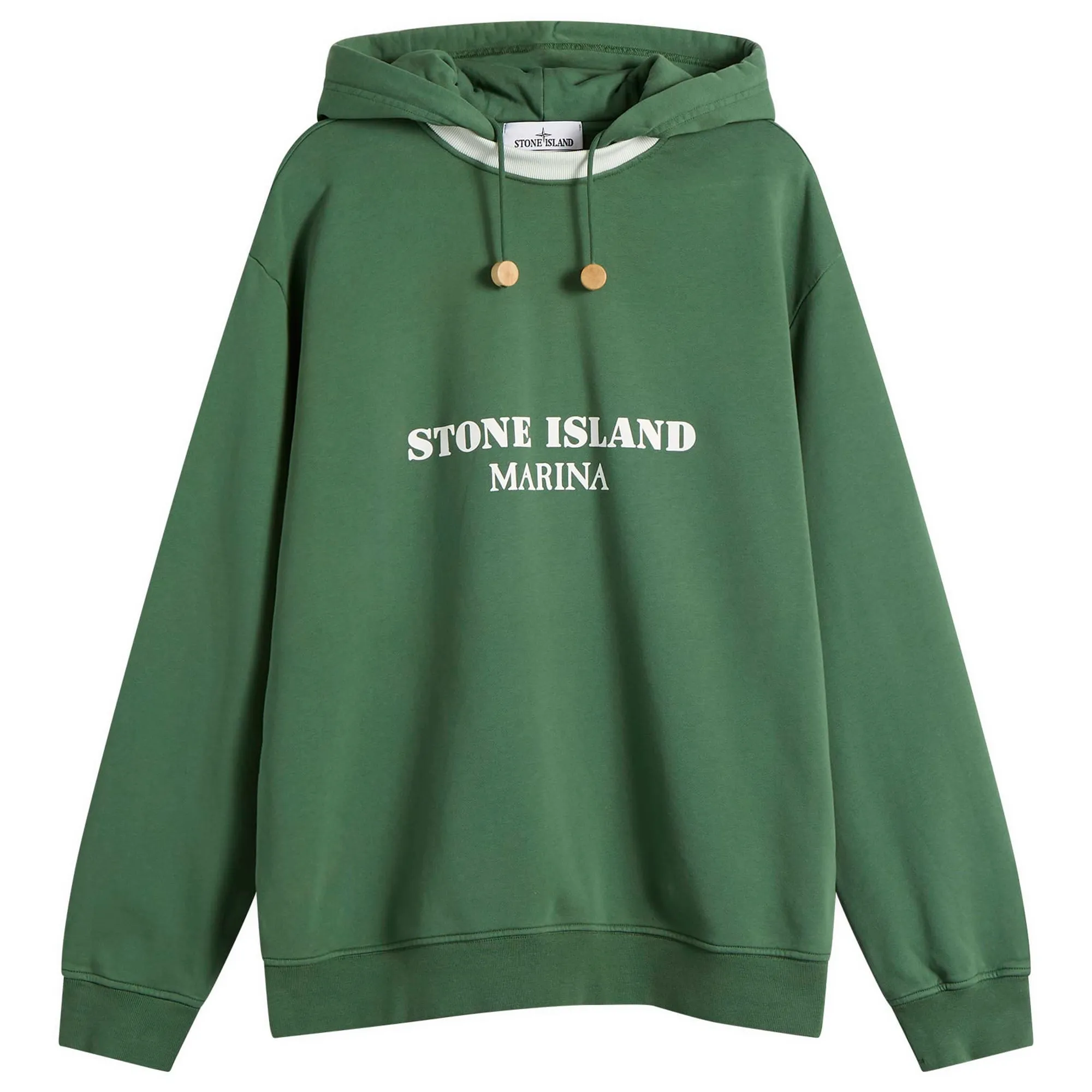 Stone Island Men's Marina Garment Dyed Logo Hoodie Quartz Green