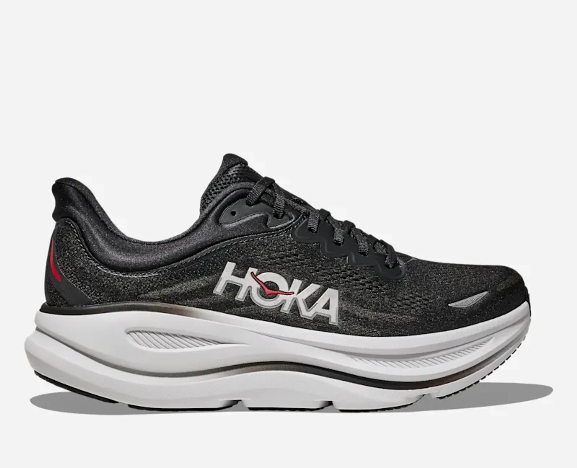 Hoka Men's Bondi 9 Road Running Shoes In Black/Vermillion