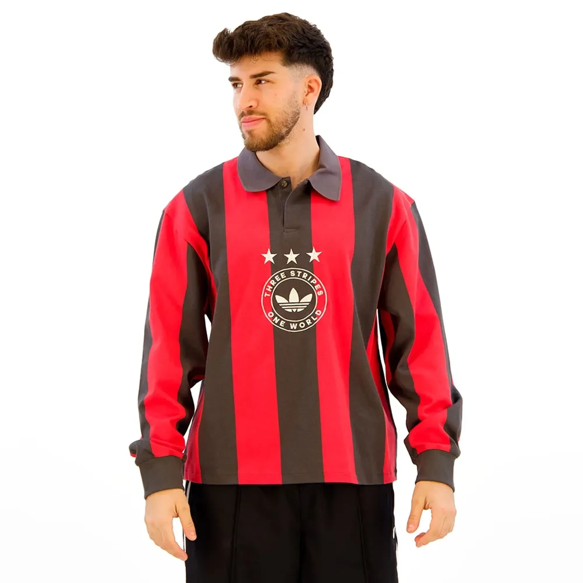 Adidas Originals Striped Long Sleeve Polo