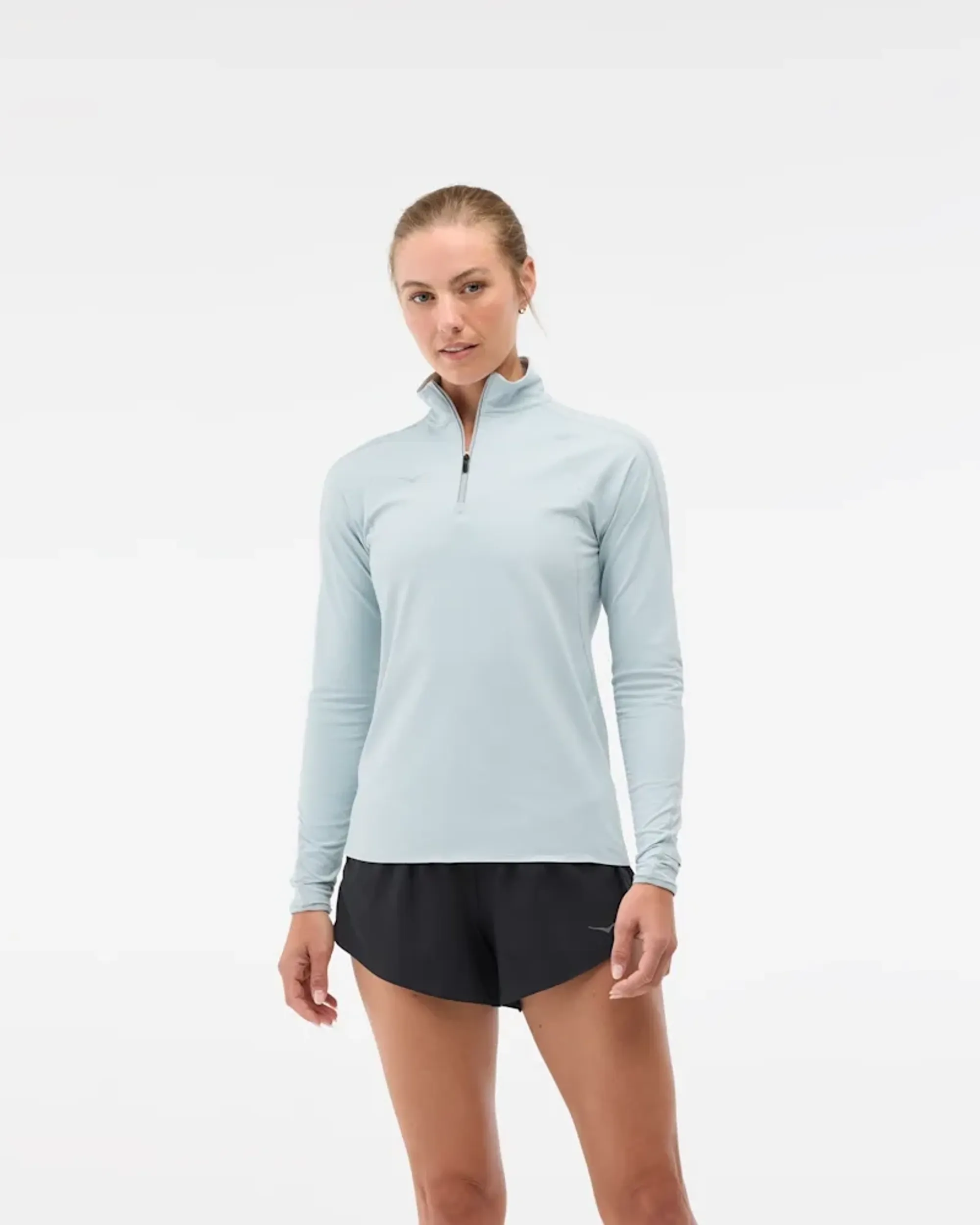 Hoka Women's Glidetech Quarter Zip Jacket In Mineral Blue