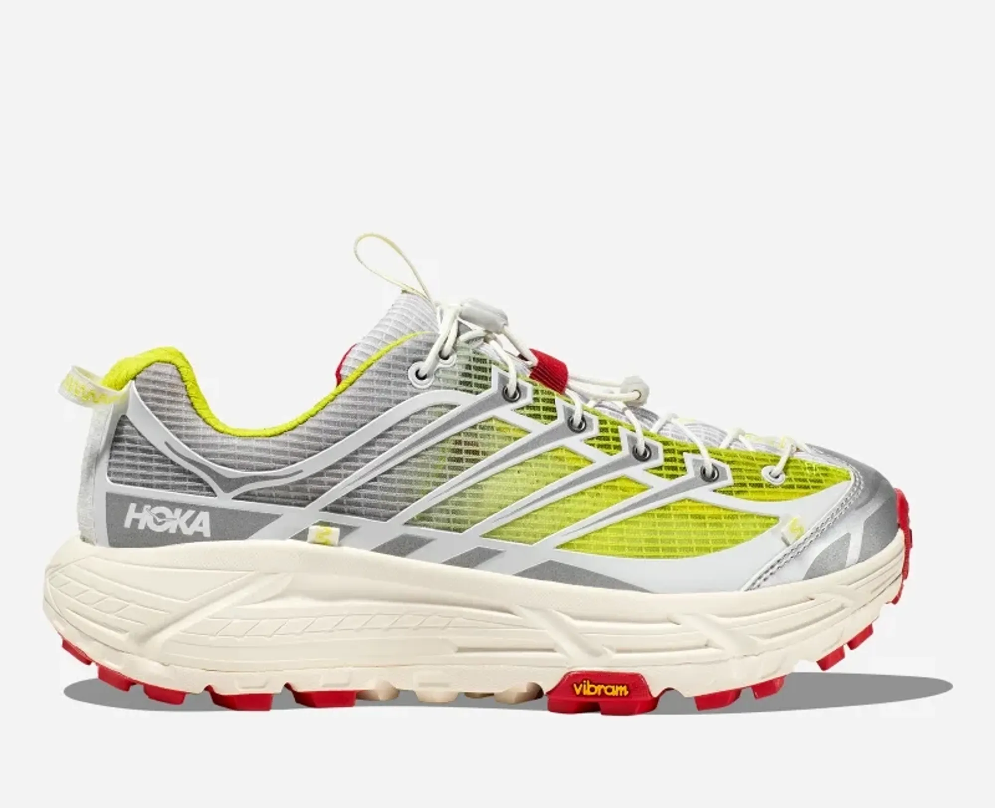 Hoka X Nicole Mclaughlin Mafate Three2 Lifestyle Shoes In White/Neon Yellow