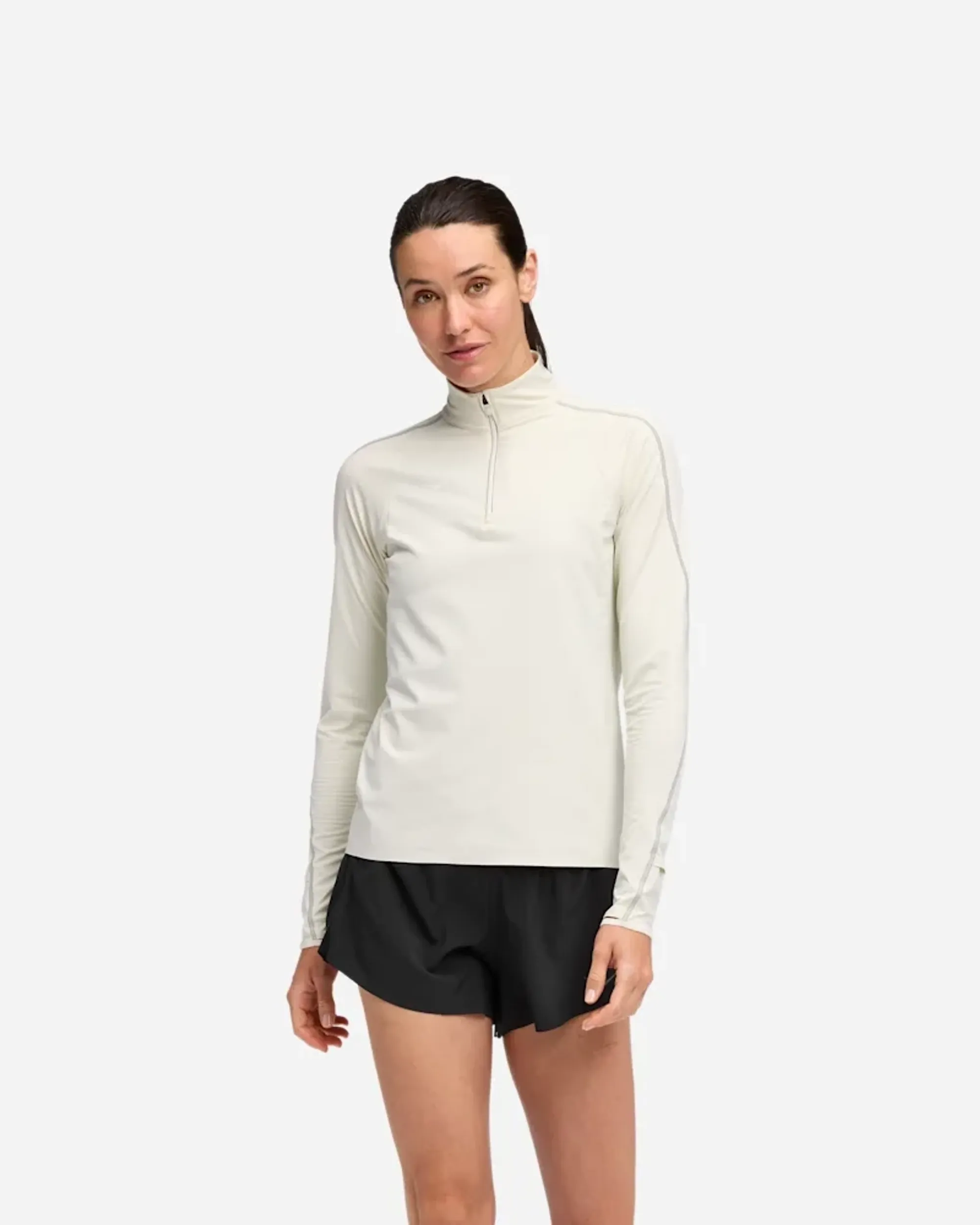 Hoka Women's Glidetech Quarter Zip Jacket In Truffle Salt