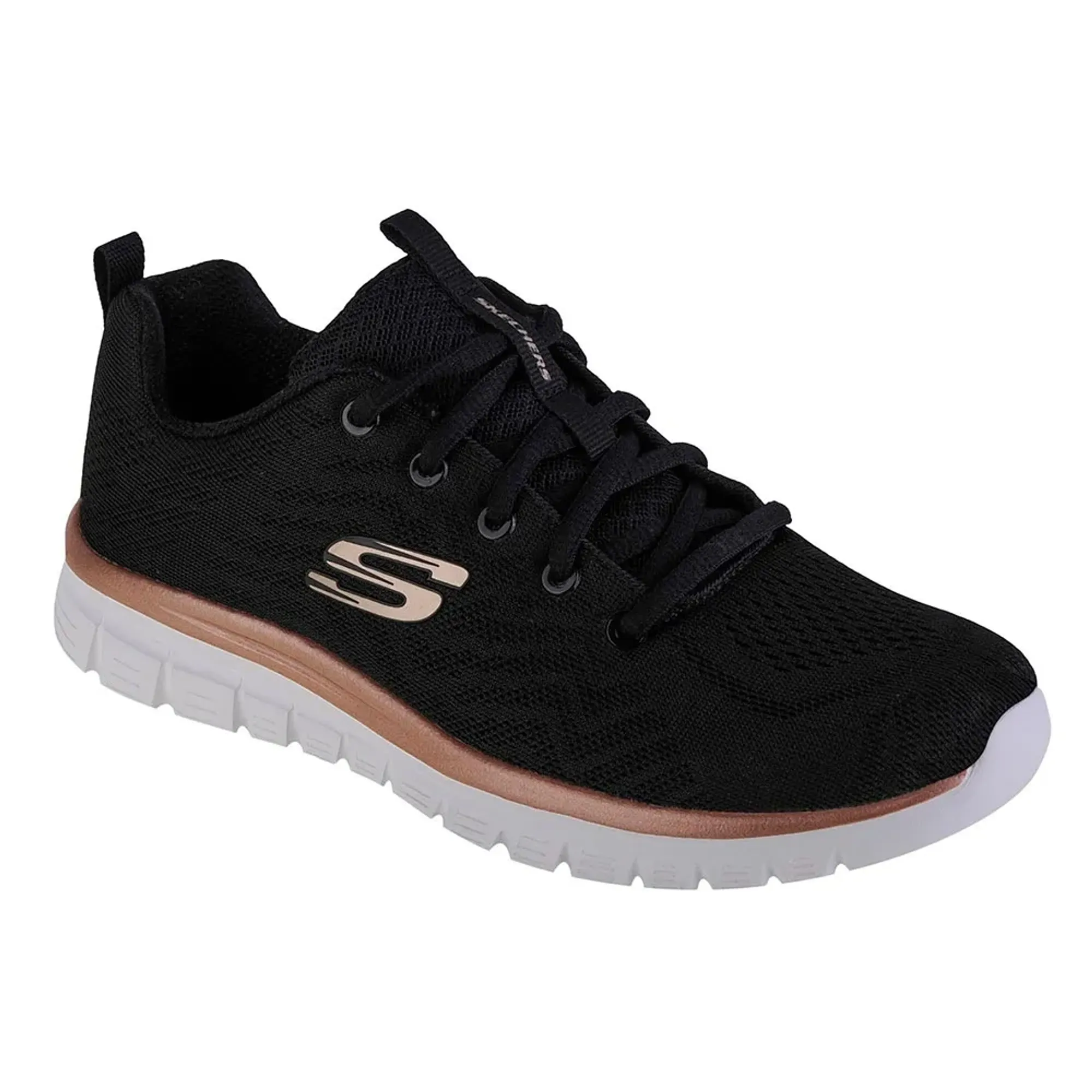 Skechers Women's Graceful - Get Connected Sneaker in Black/Gold