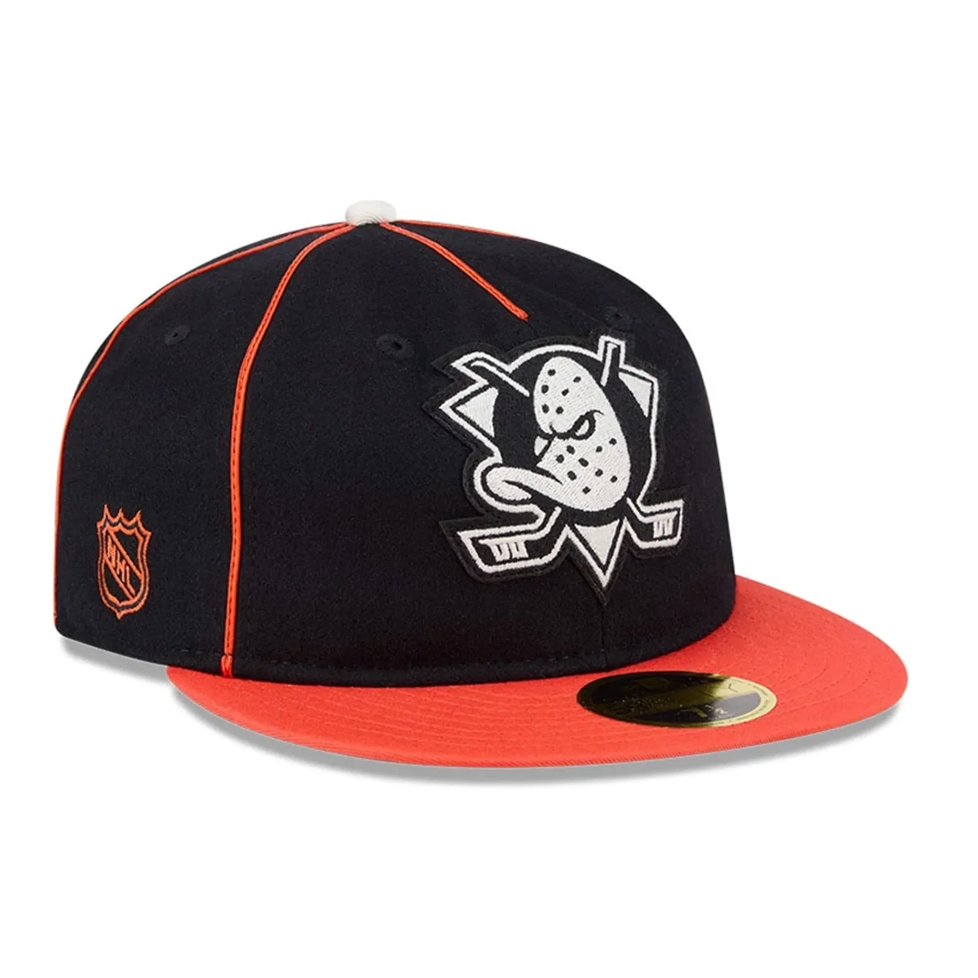 Anaheim Ducks NHL Felt Logo Orange Retro Crown 59FIFTY Fitted Cap New Era Cap adult unisex