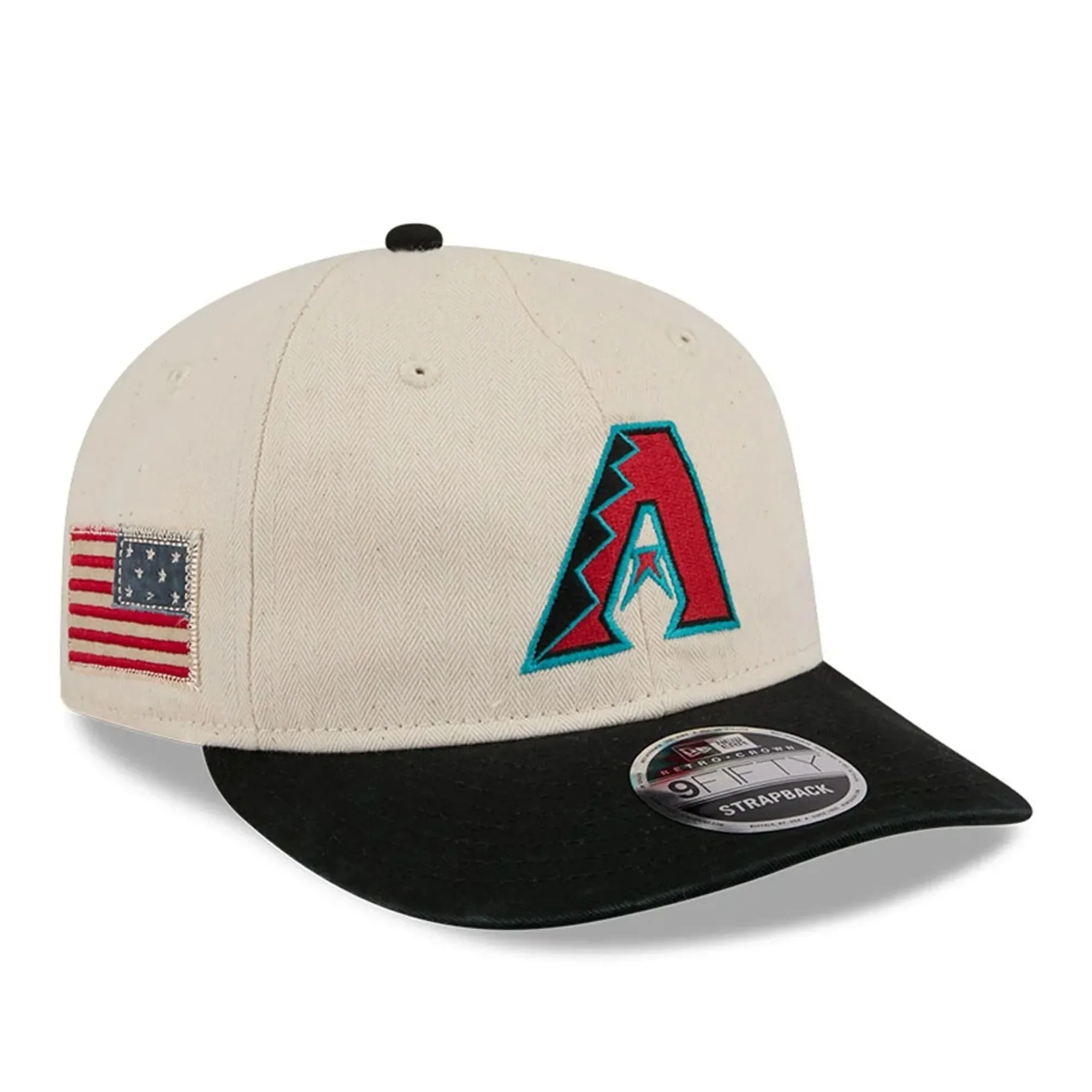 Arizona Diamondbacks MLB Americana Herringbone White Retro Crown 9FIFTY Adjustable Cap New Era Cap adult unisex