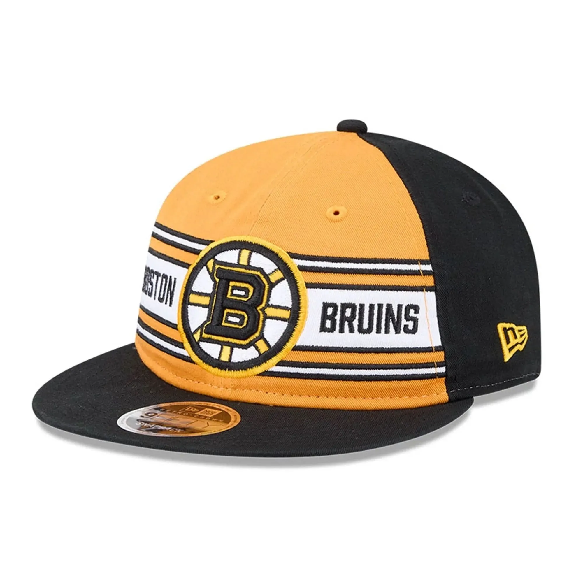 Bruins NHL Team Stripes Black Retro Crown 9FIFTY Adjustable Cap New Era Cap adult unisex
