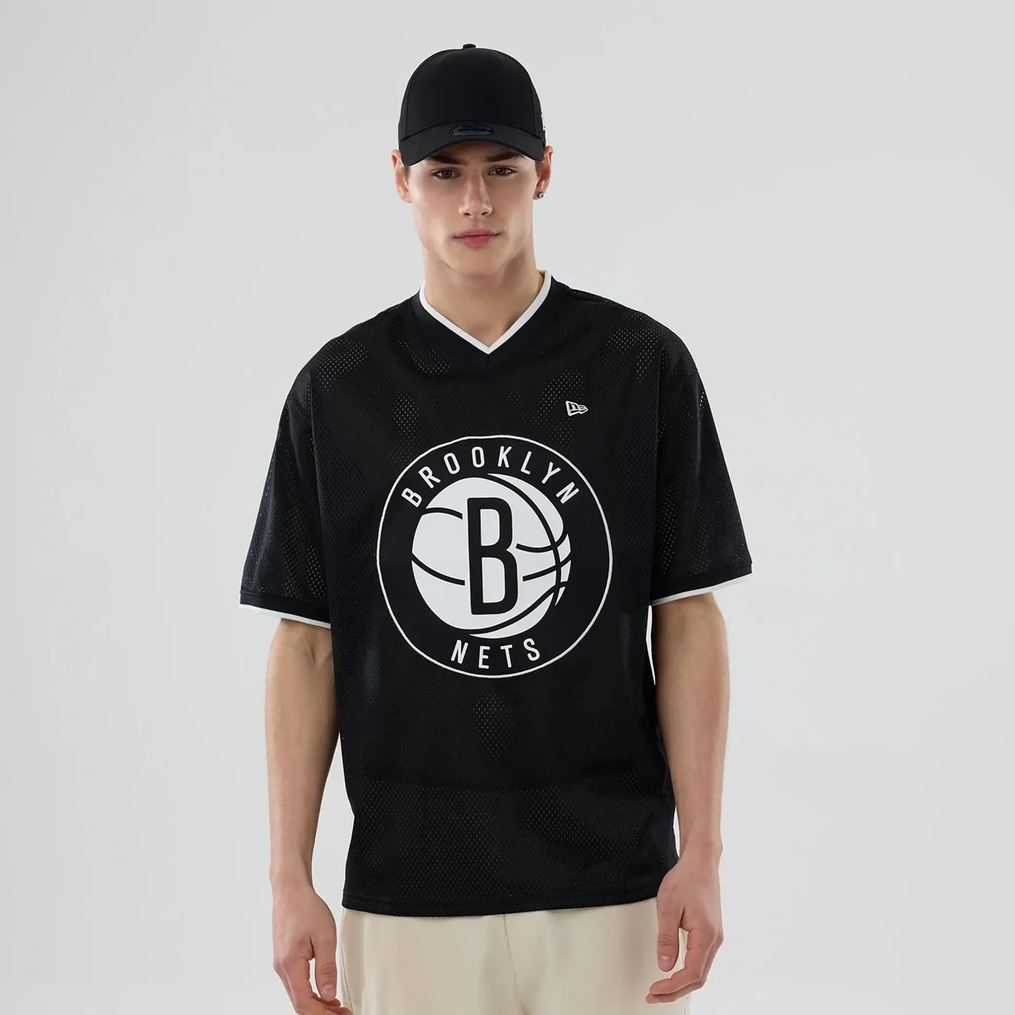 Brooklyn Nets NBA Mesh Black Oversized T-Shirt New Era Cap adult unisex