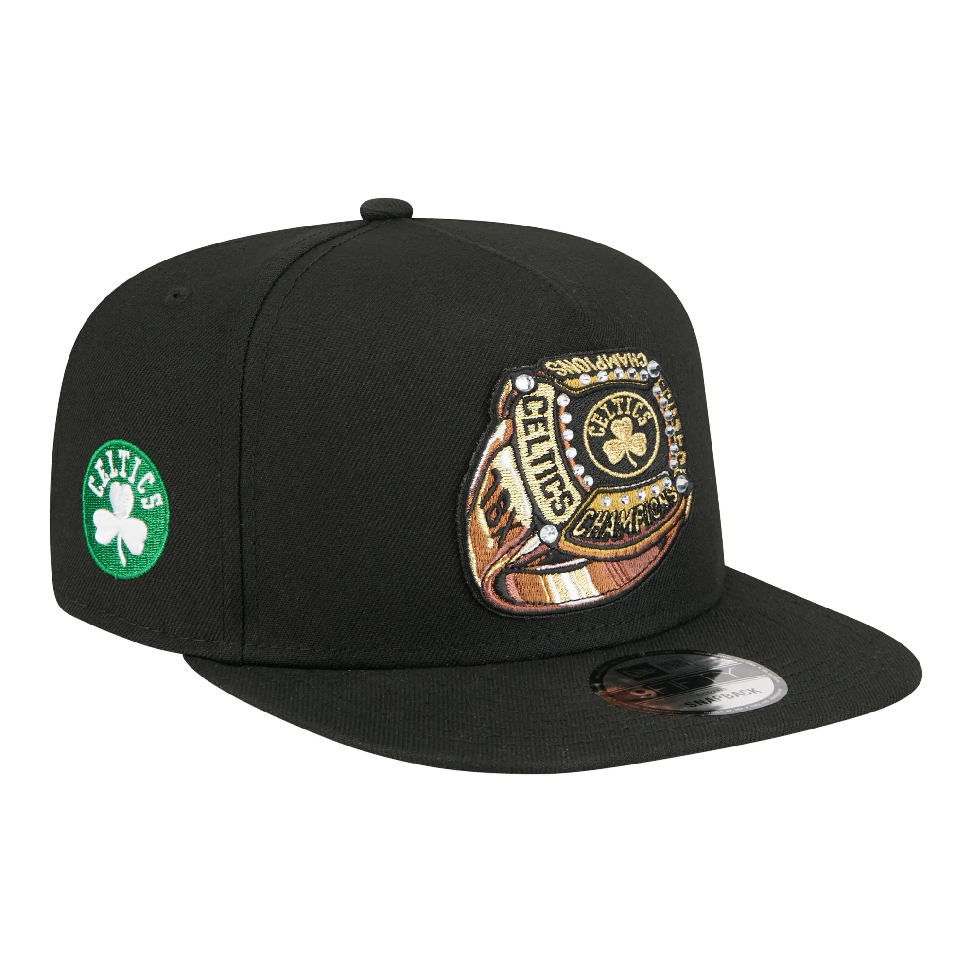 Boston Celtics NBA Ring Black 9FIFTY A-Frame Snapback Adjustable Cap New Era Cap adult unisex
