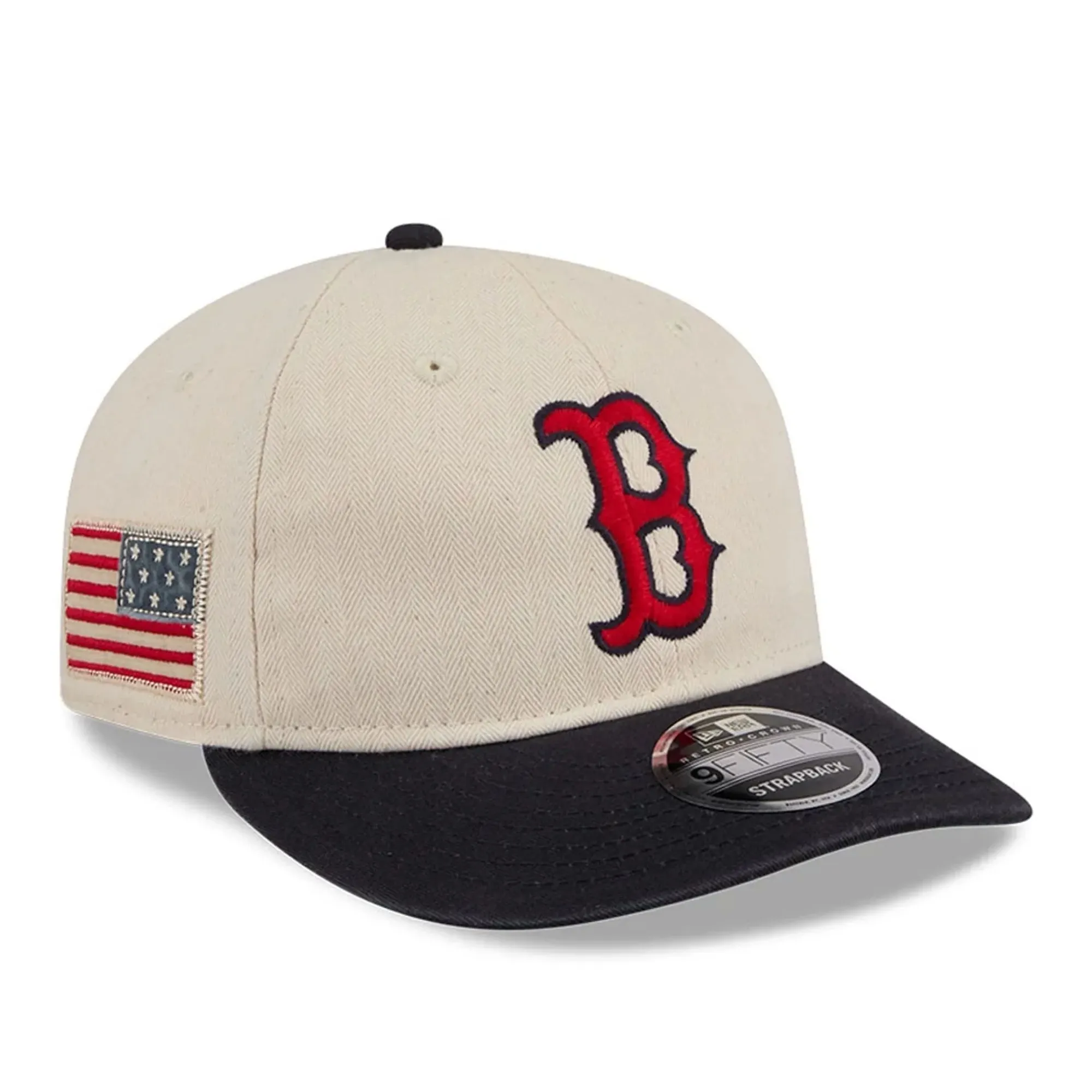 Boston Red Sox MLB Americana Herringbone White Retro Crown 9FIFTY Adjustable Cap New Era Cap adult unisex