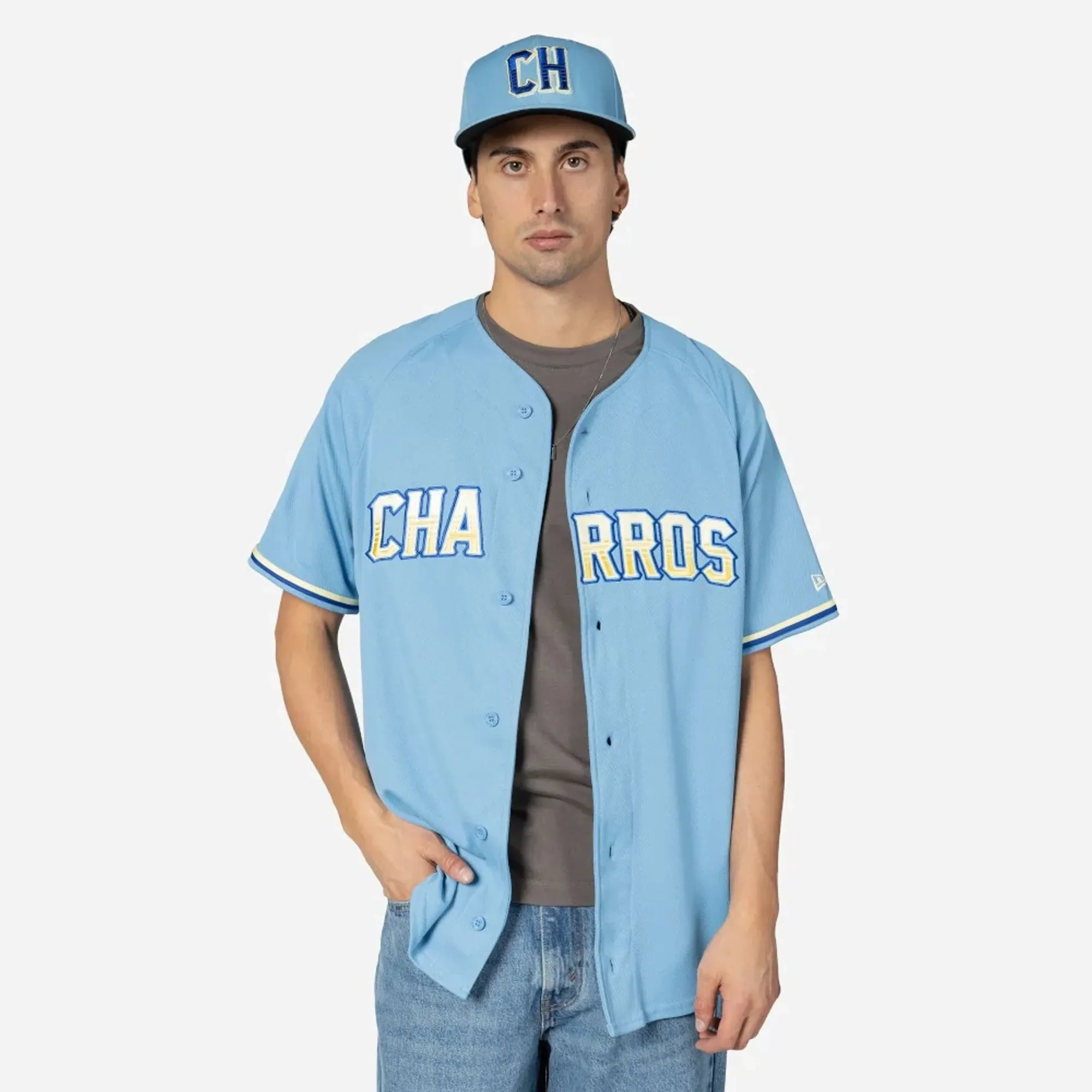 Charros De Jalisco Mexico LMB On Field Pastel Blue On-Field Jersey New Era Cap adult unisex