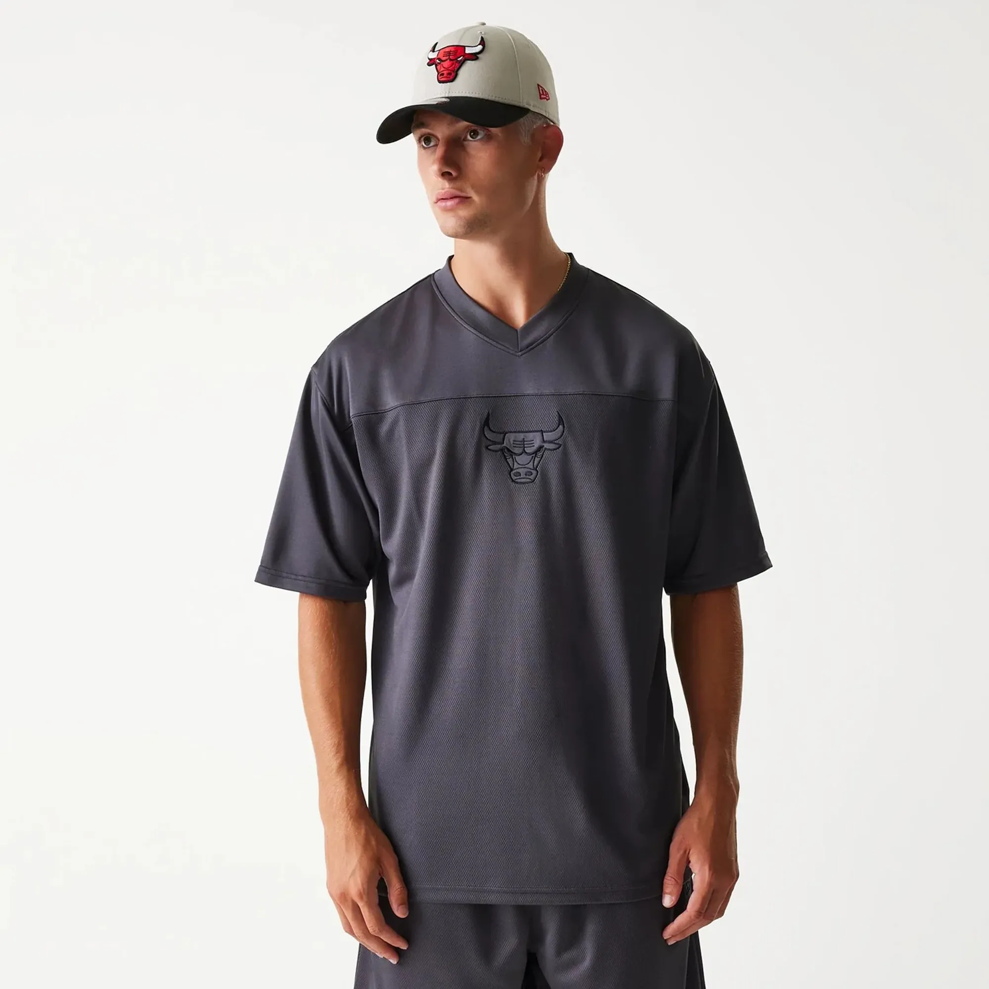 Chicago Bulls NBA Tonal Dark Grey Mesh Jersey New Era Cap adult unisex