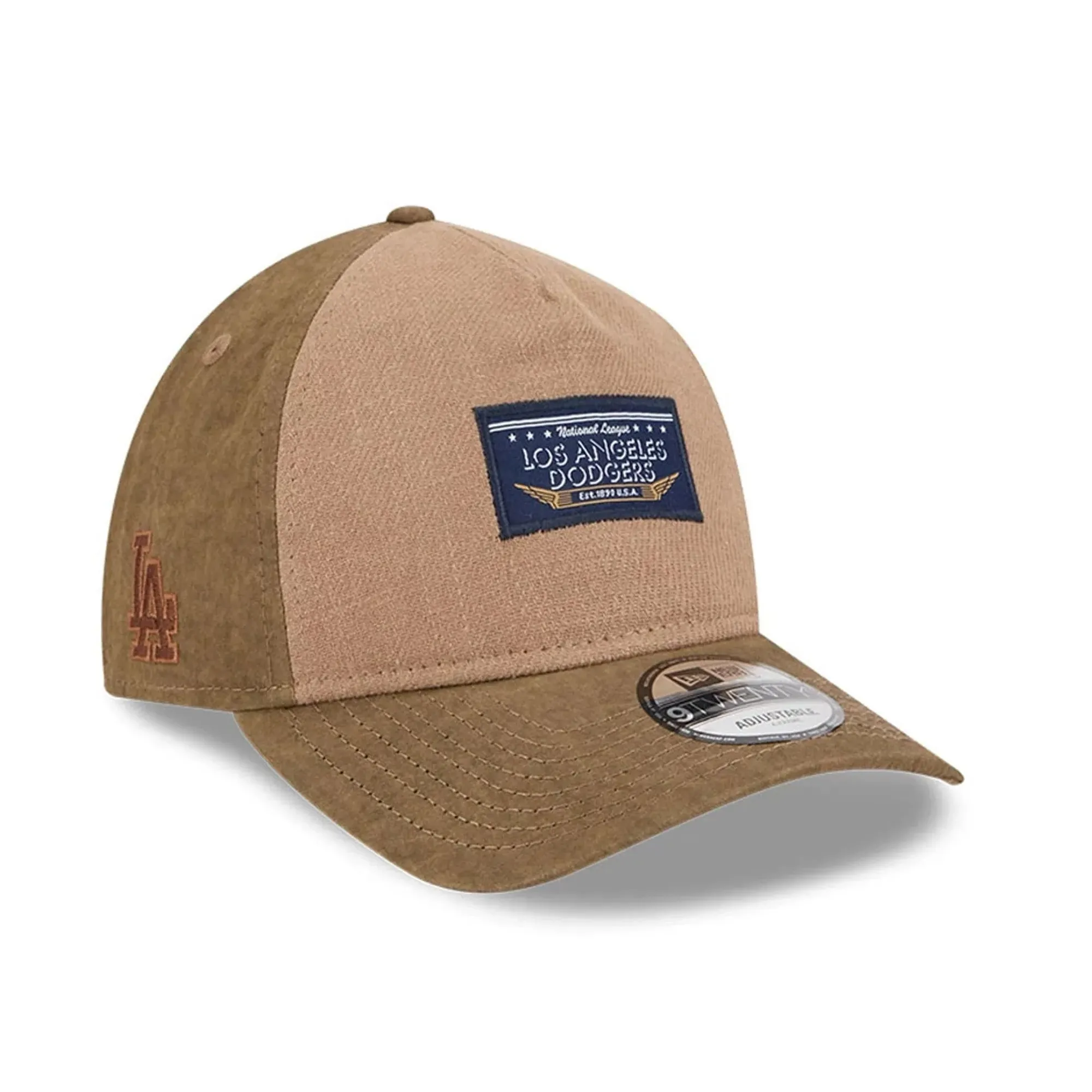 LA Dodgers MLB Utility Linen Open Brown 9TWENTY A-Frame Adjustable Cap New Era Cap adult unisex