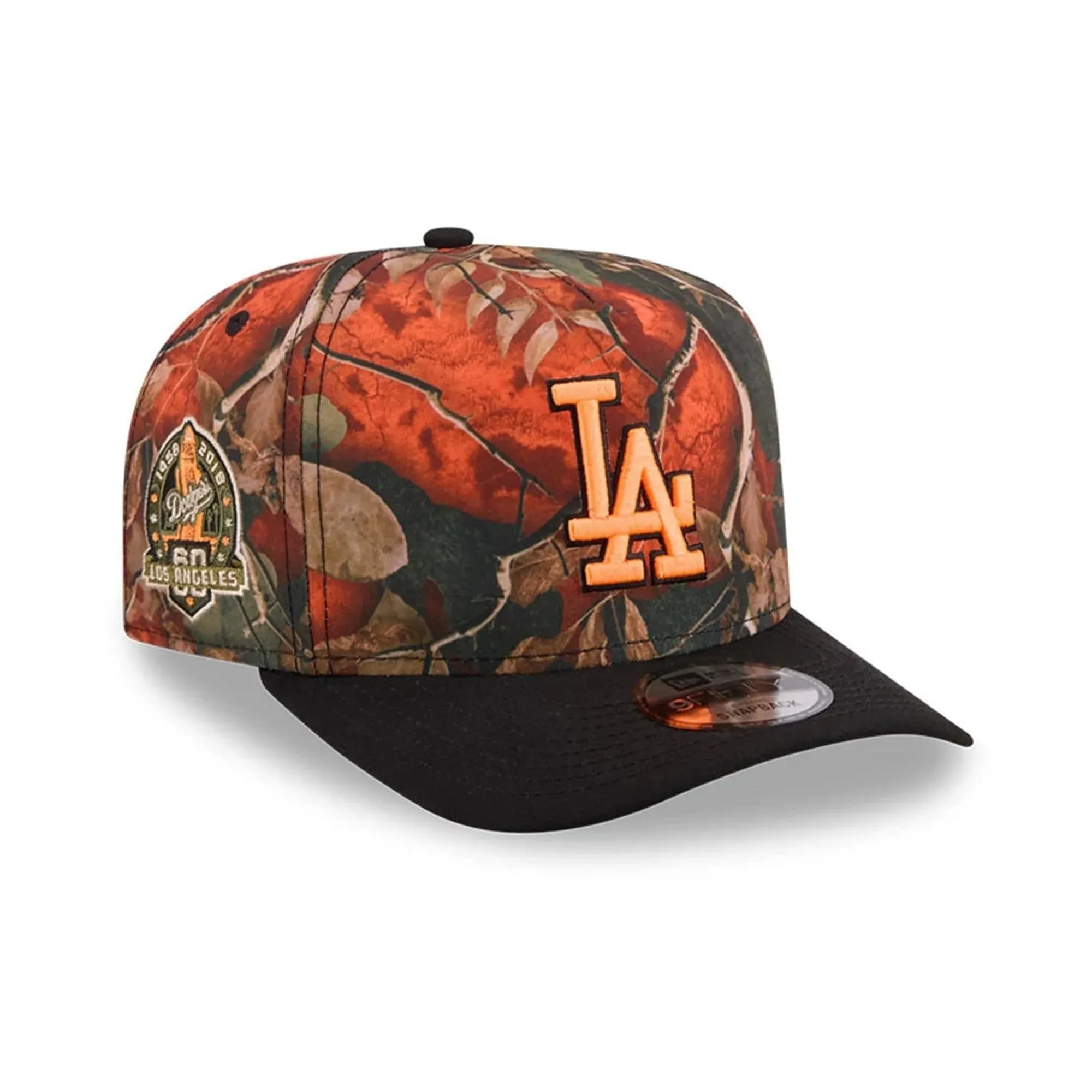 LA Dodgers MLB Leaves Bright Orange 9FIFTY A-Frame Snapback Adjustable Cap New Era Cap adult unisex