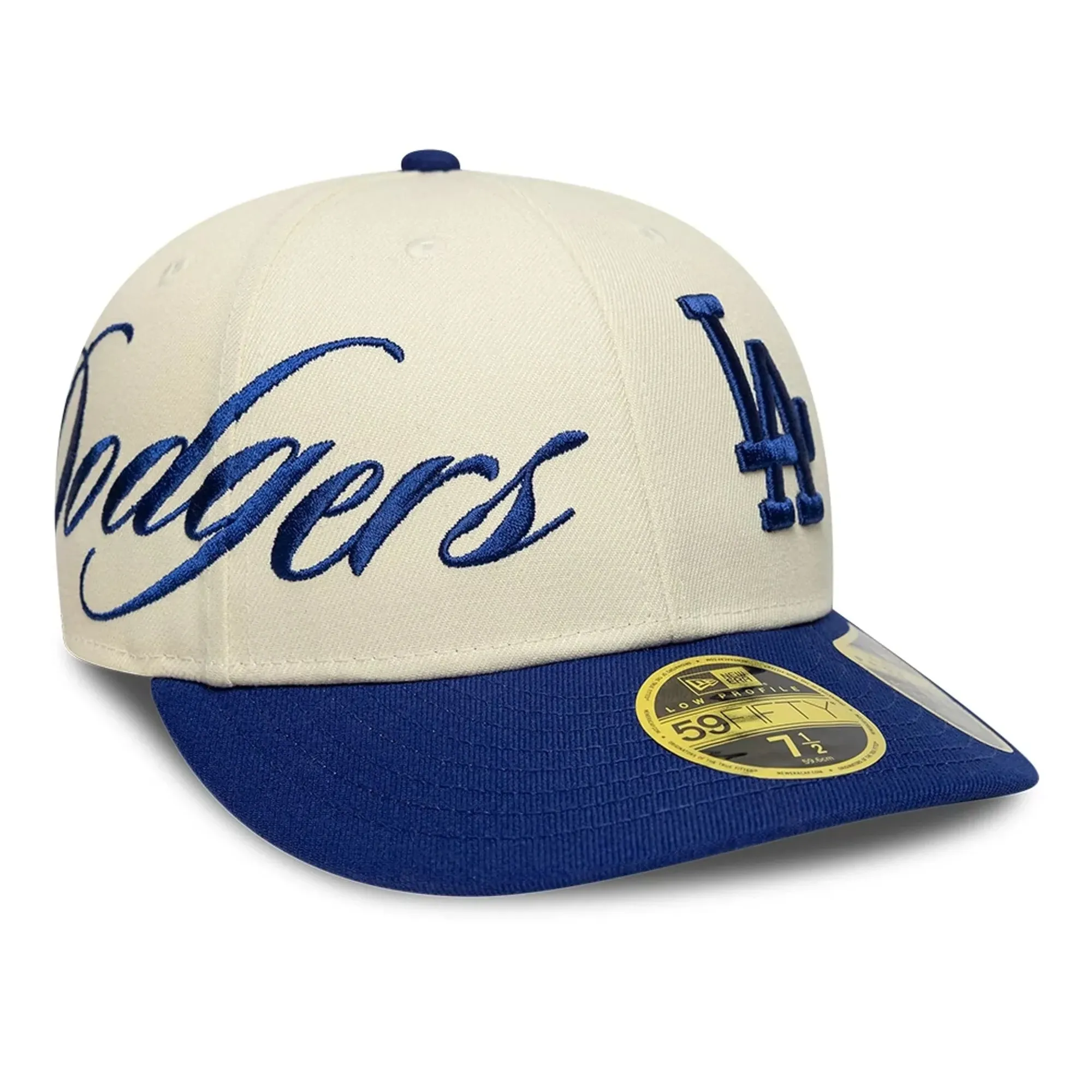 LA Dodgers MLB Side Script Cream Low Profile 59FIFTY Fitted Cap New Era Cap adult unisex