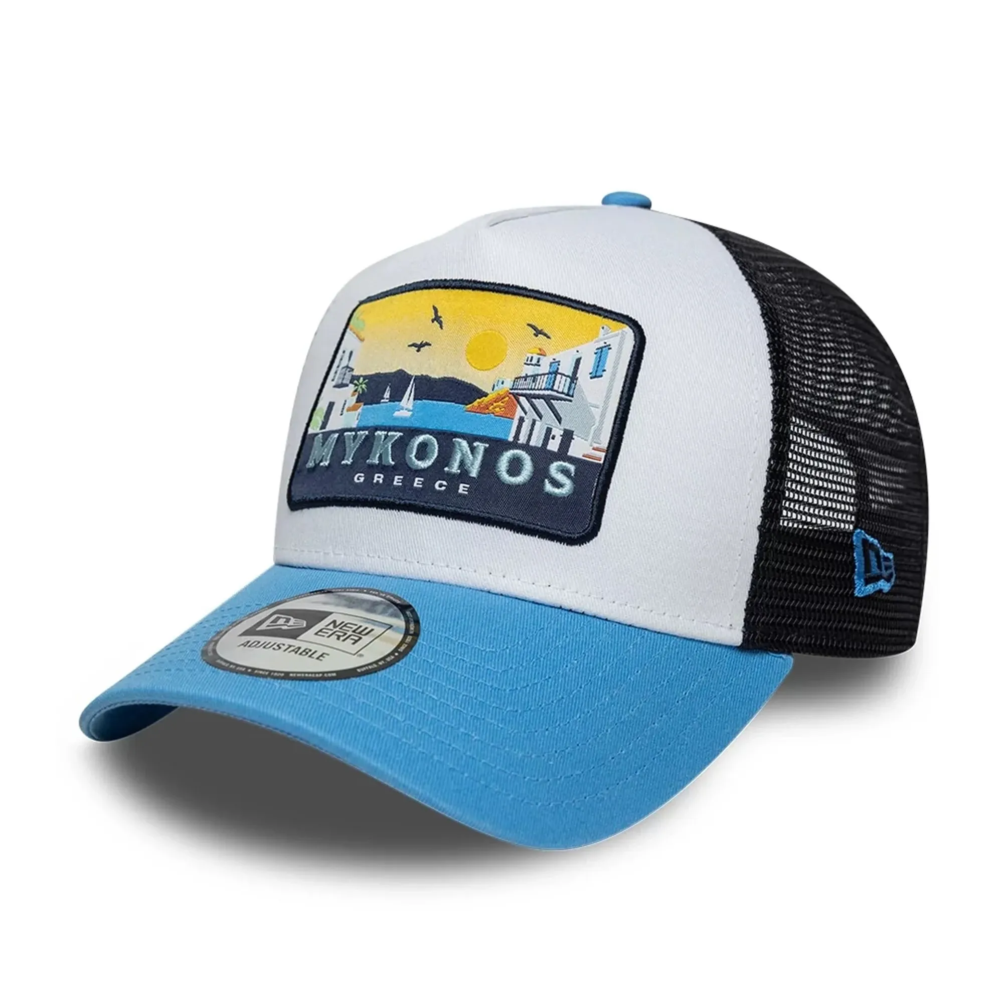 New Era Location Pastel Blue 9FORTY A-Frame Trucker Adjustable Cap adult unisex
