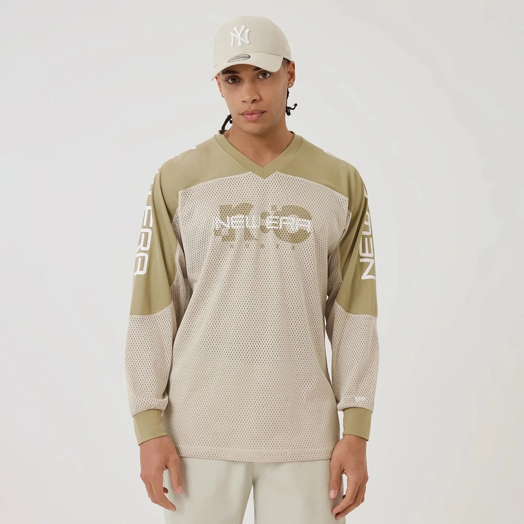New Era NEC Logo Beige Long Sleeve Jersey adult unisex