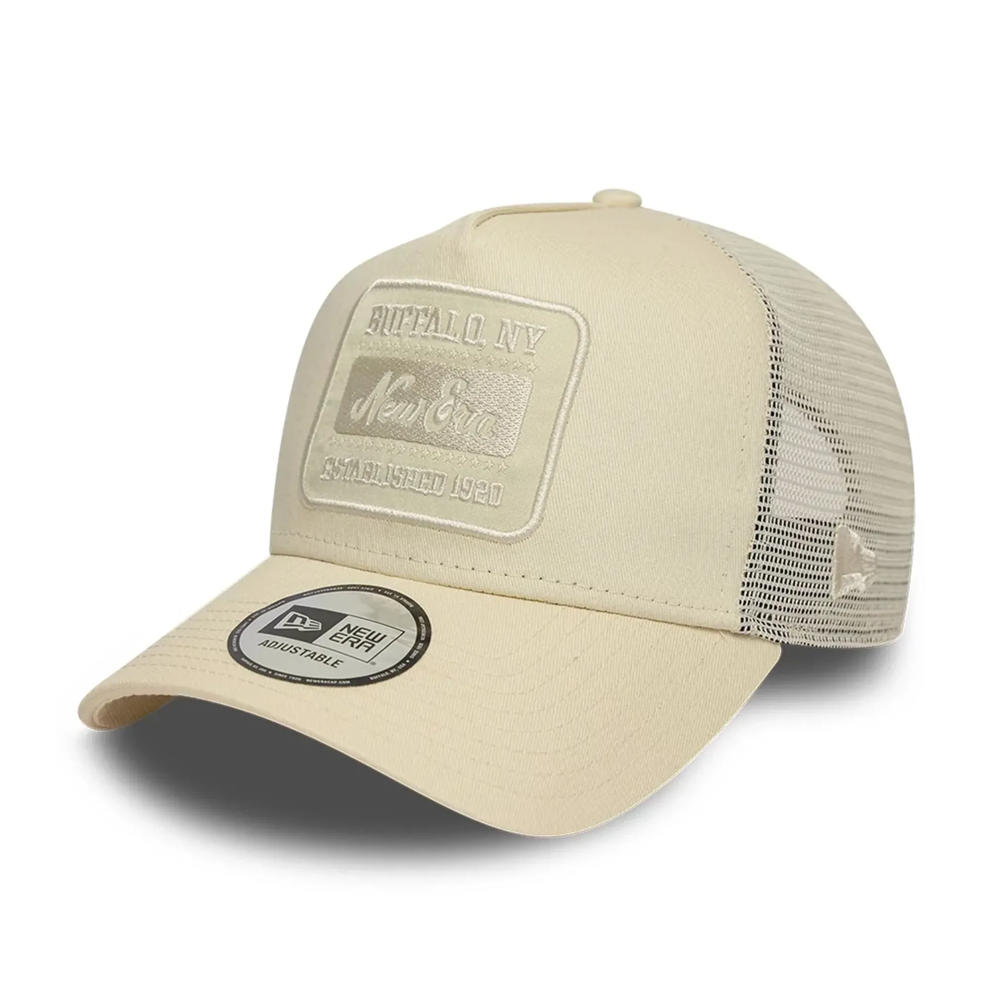 New Era Patch Light Beige 9FORTY A-Frame Trucker Adjustable Cap adult unisex
