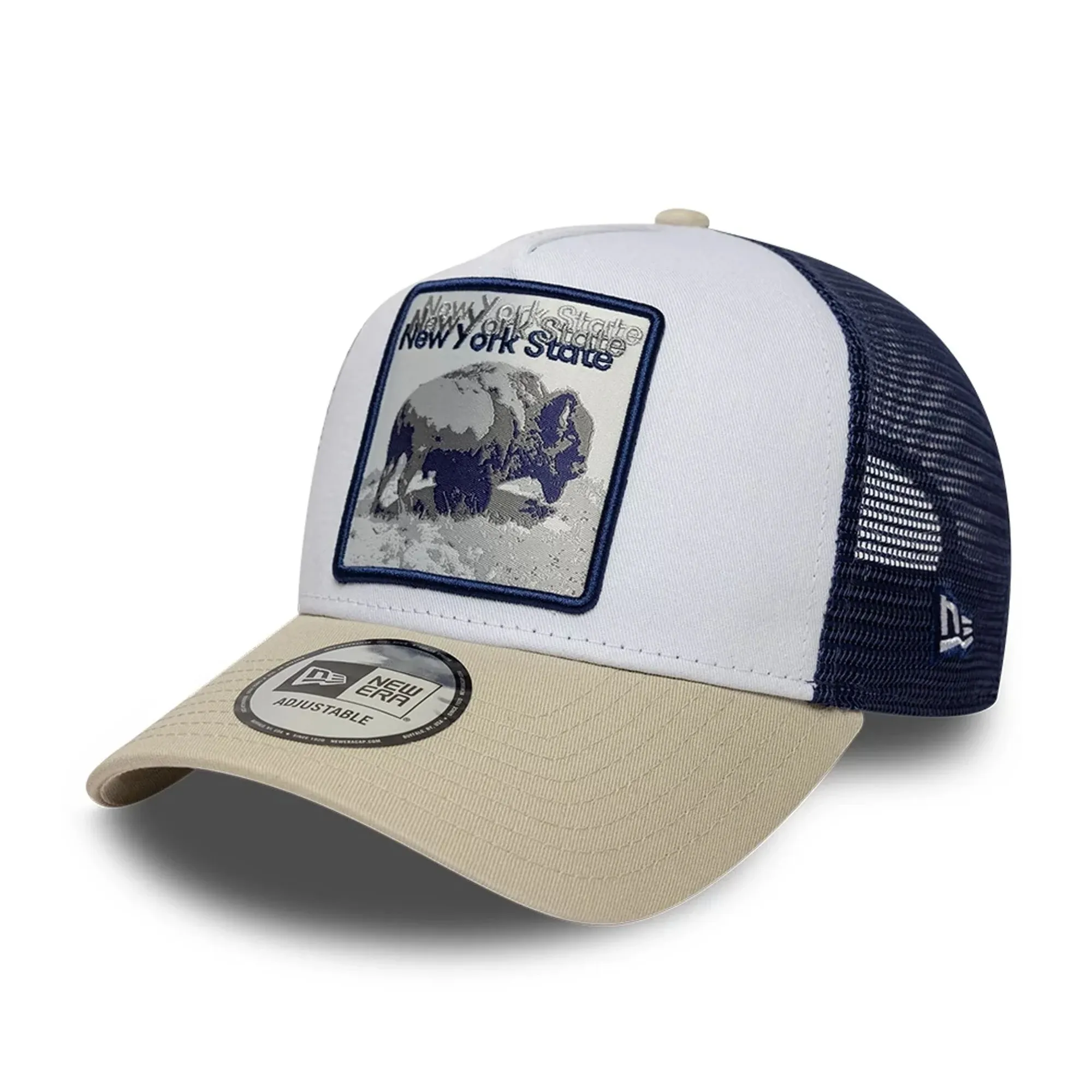 New Era New York State Bison White 9FORTY A-Frame Trucker Adjustable Cap adult unisex
