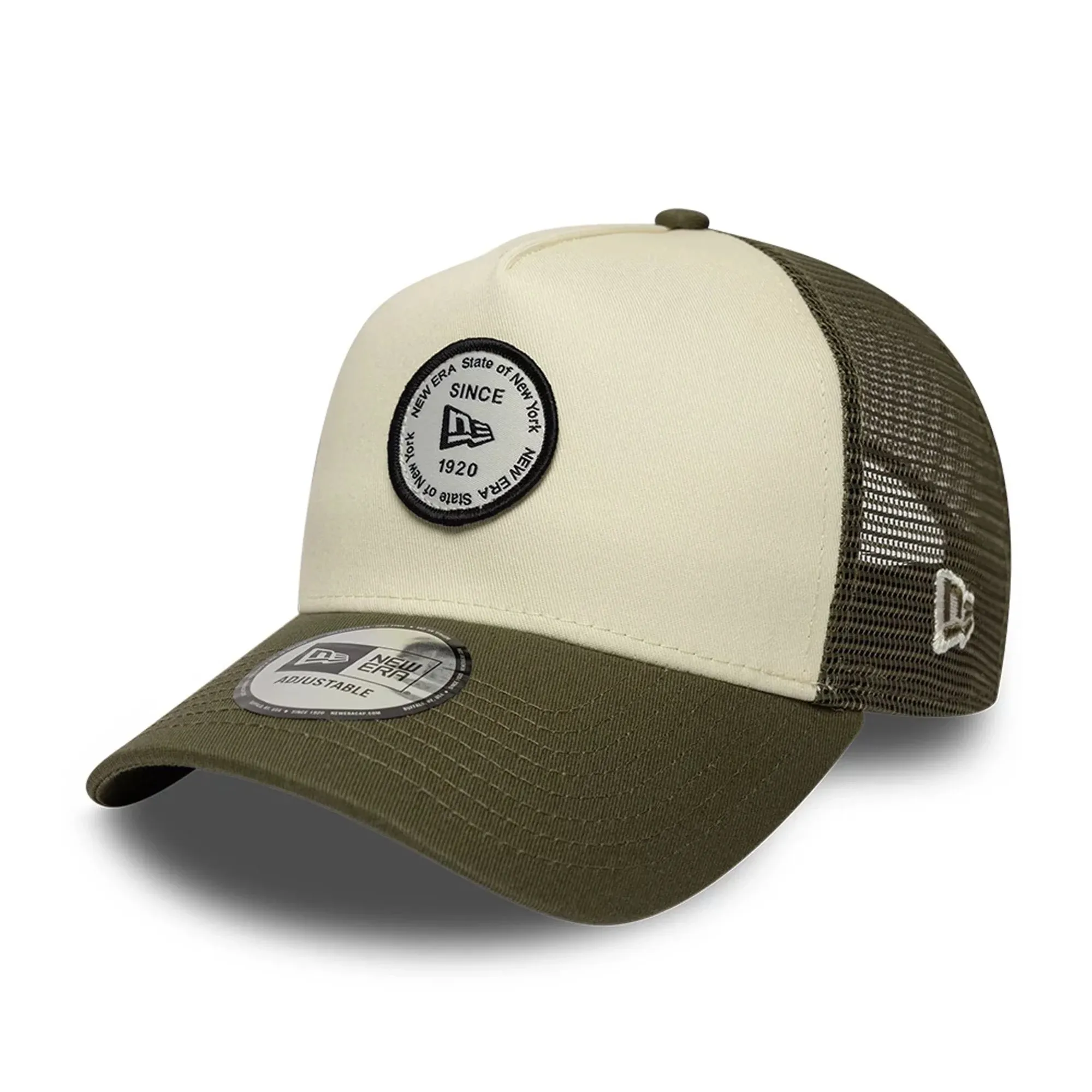 New Era Round Patch White 9FORTY A-Frame Trucker Adjustable Cap adult unisex