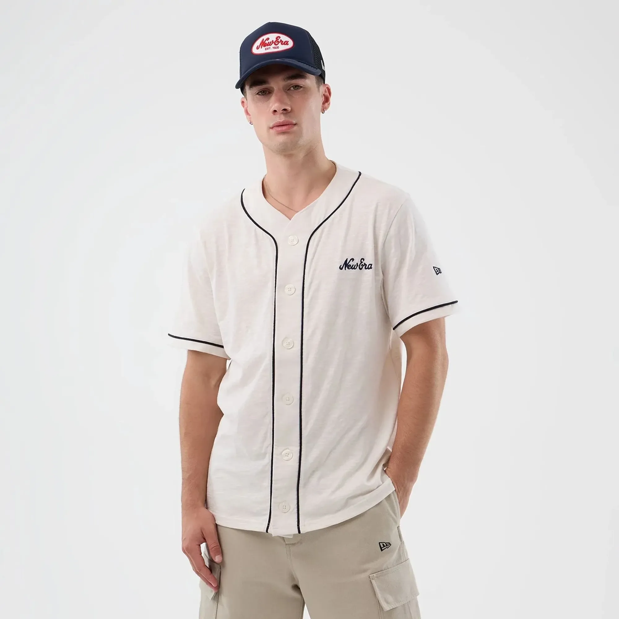 New Era Slub Open White Baseball Jersey adult unisex