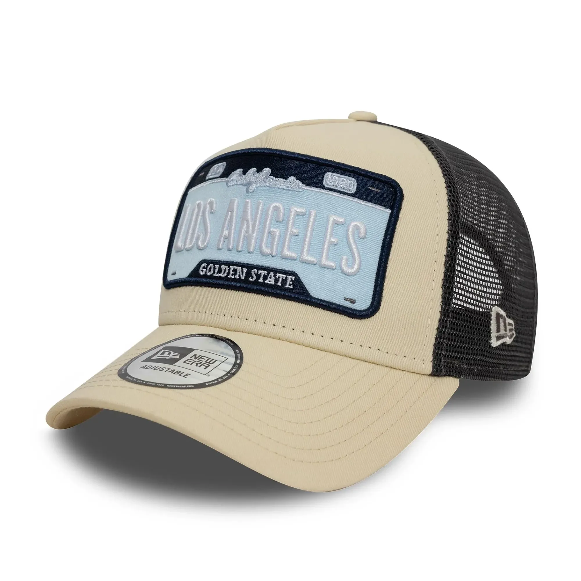 New Era Patch Beige 9FORTY A-Frame Adjustable Trucker Cap adult unisex