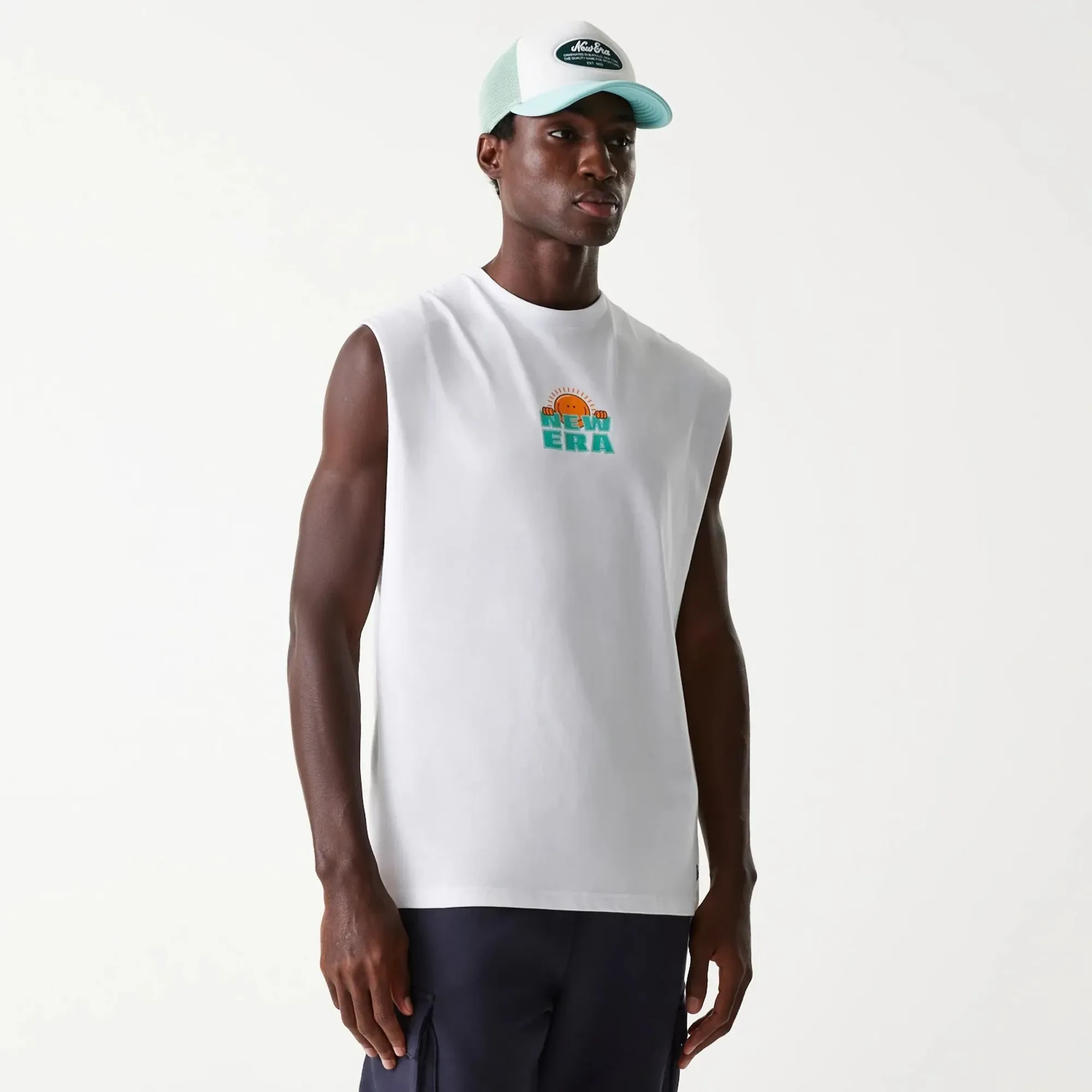 New Era Outdoor Graphic White Sleeveless T-Shirt adult unisex
