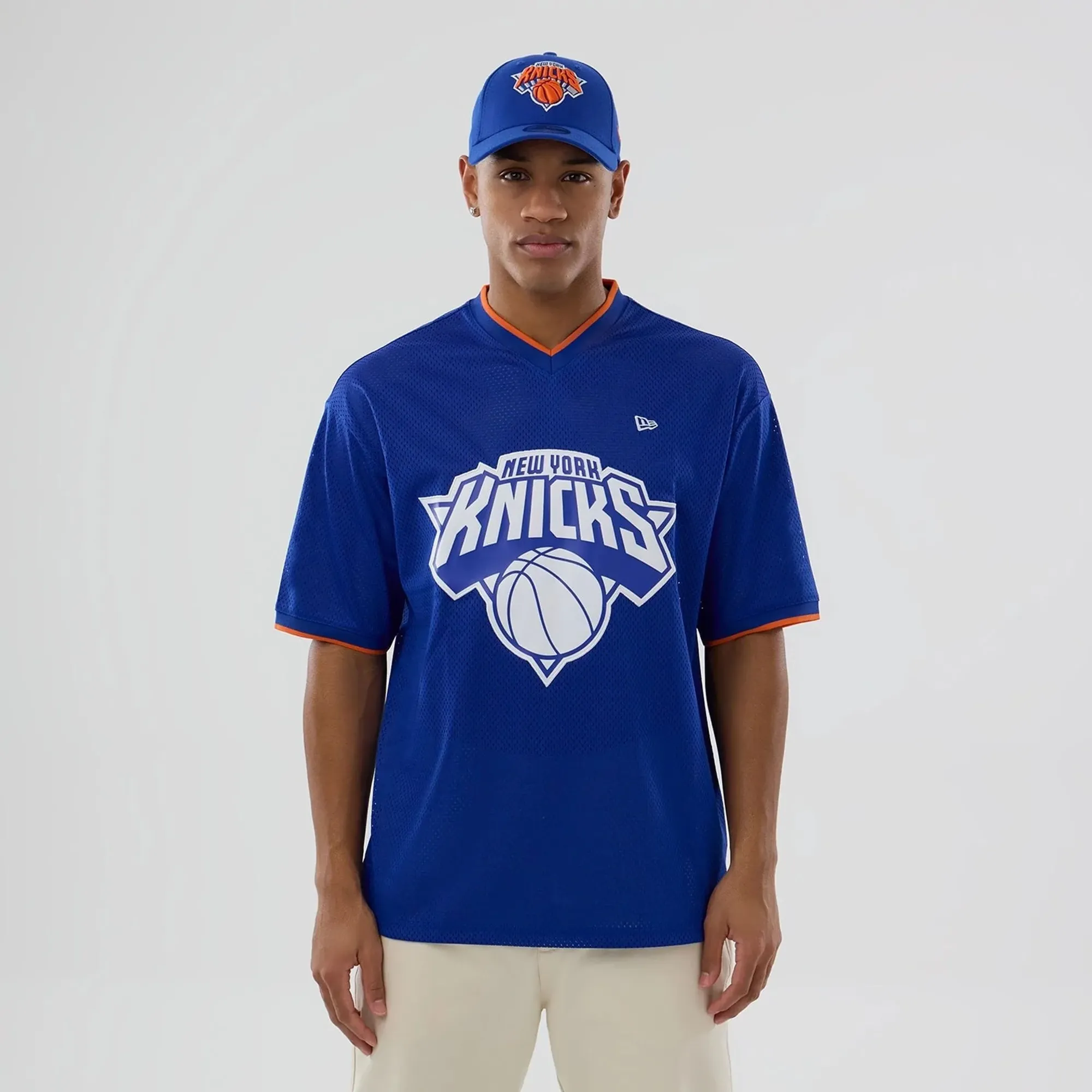 New York Knicks NBA Mesh Blue Oversized T-Shirt New Era Cap adult unisex