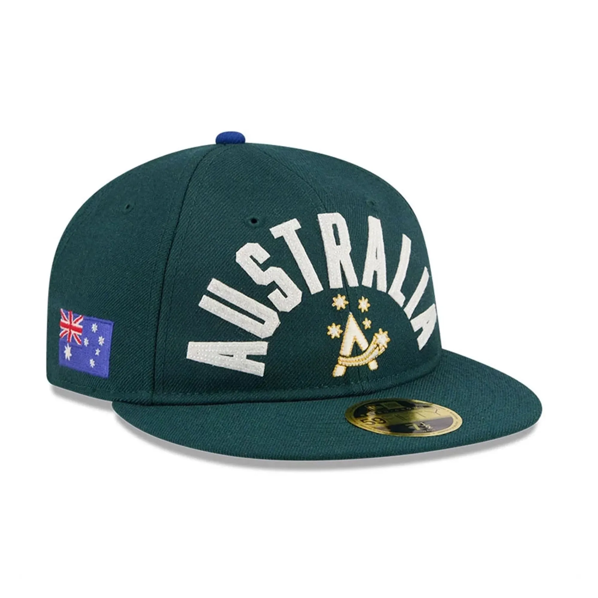 WBC Australia Dark Green Retro Crown 59FIFTY Fitted Cap New Era Cap adult unisex