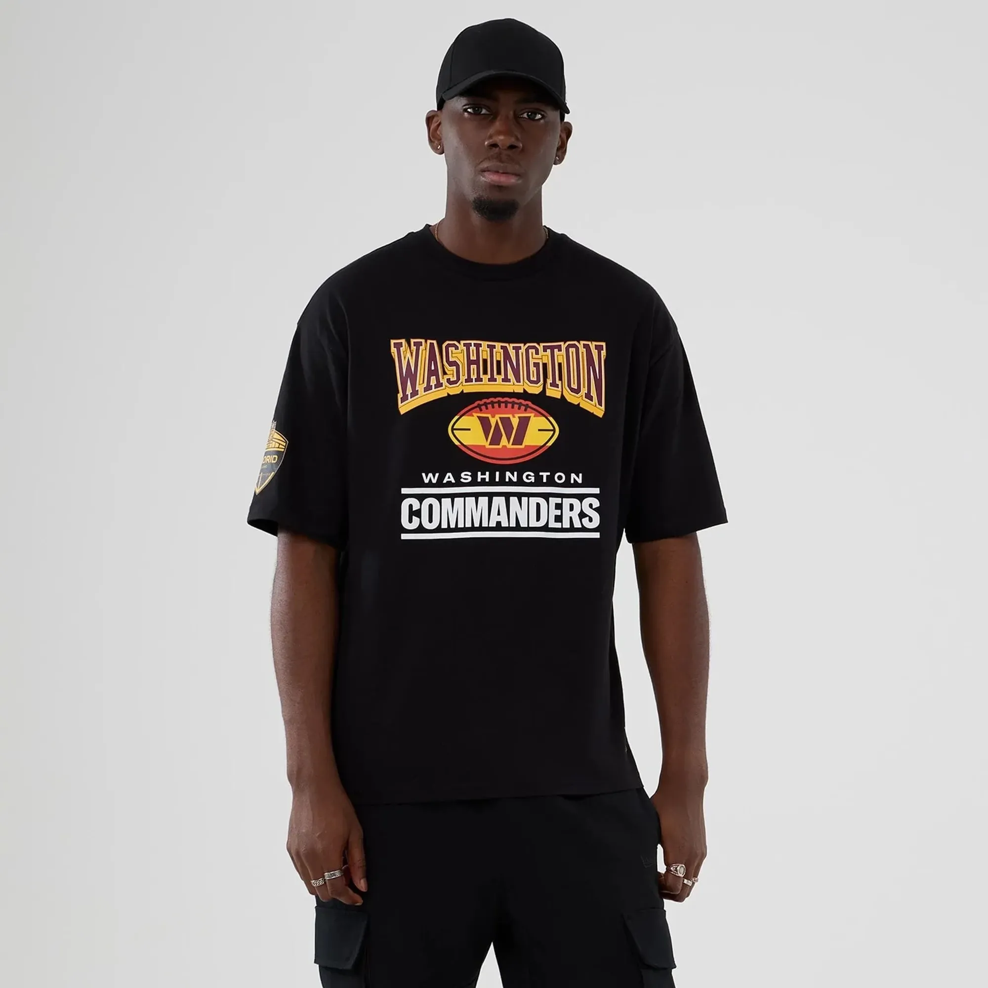 Washington Commanders NFL International Series Games 2025 Black Oversized T-Shirt New Era Cap adult unisex