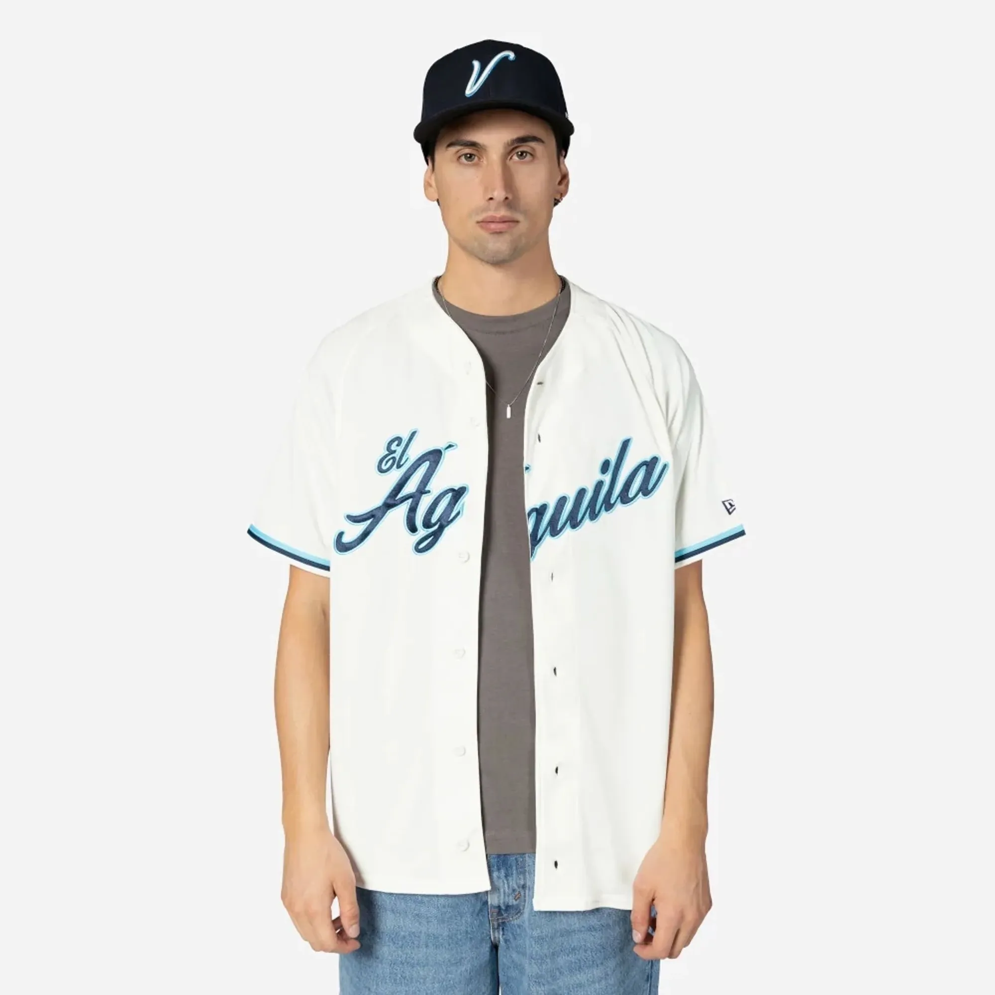 Veracruz Aguilas Mexico LMB On Field Cream On-Field Jersey New Era Cap adult unisex