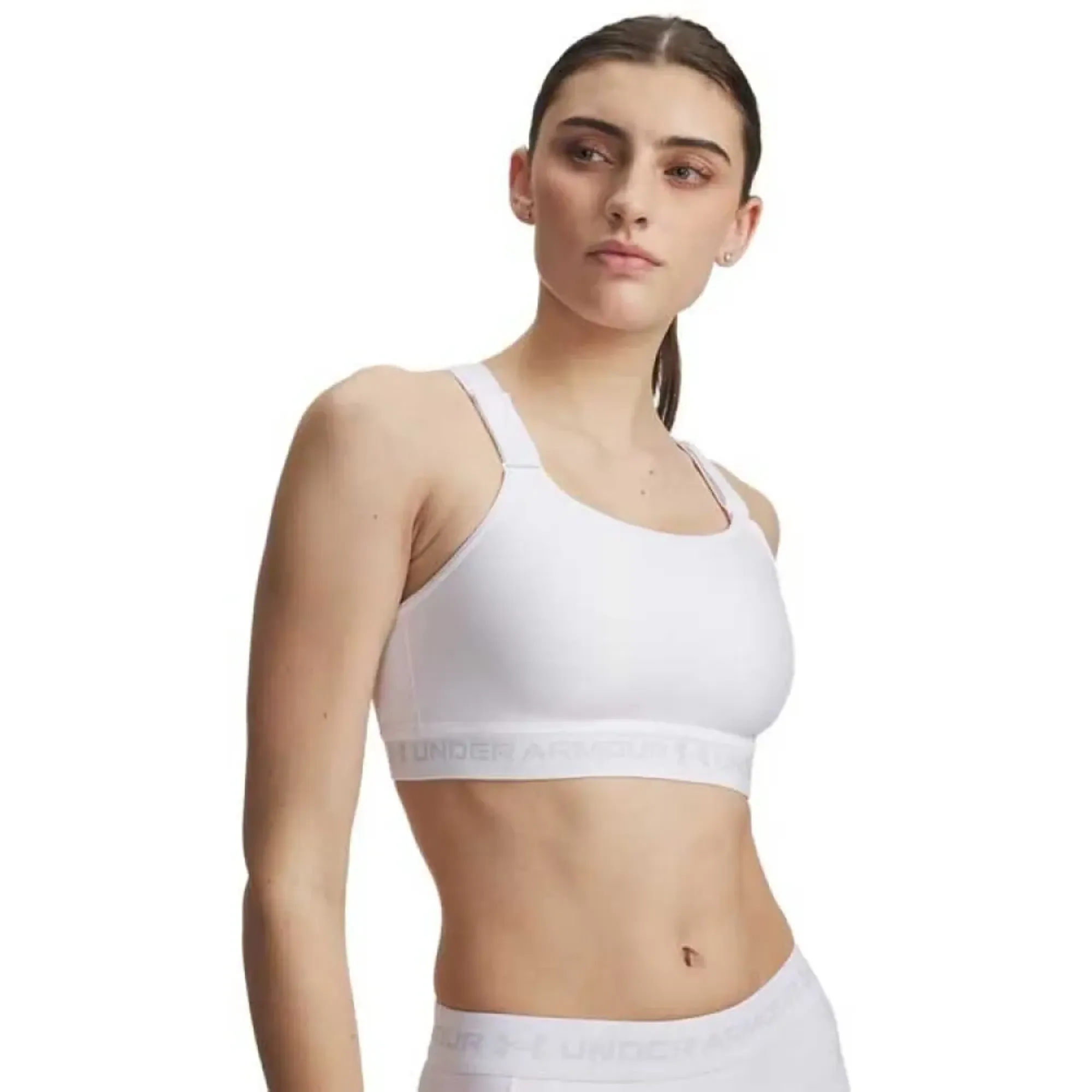 HeatGear® Crossback High Women's Sports Bra White / Halo Gray L
