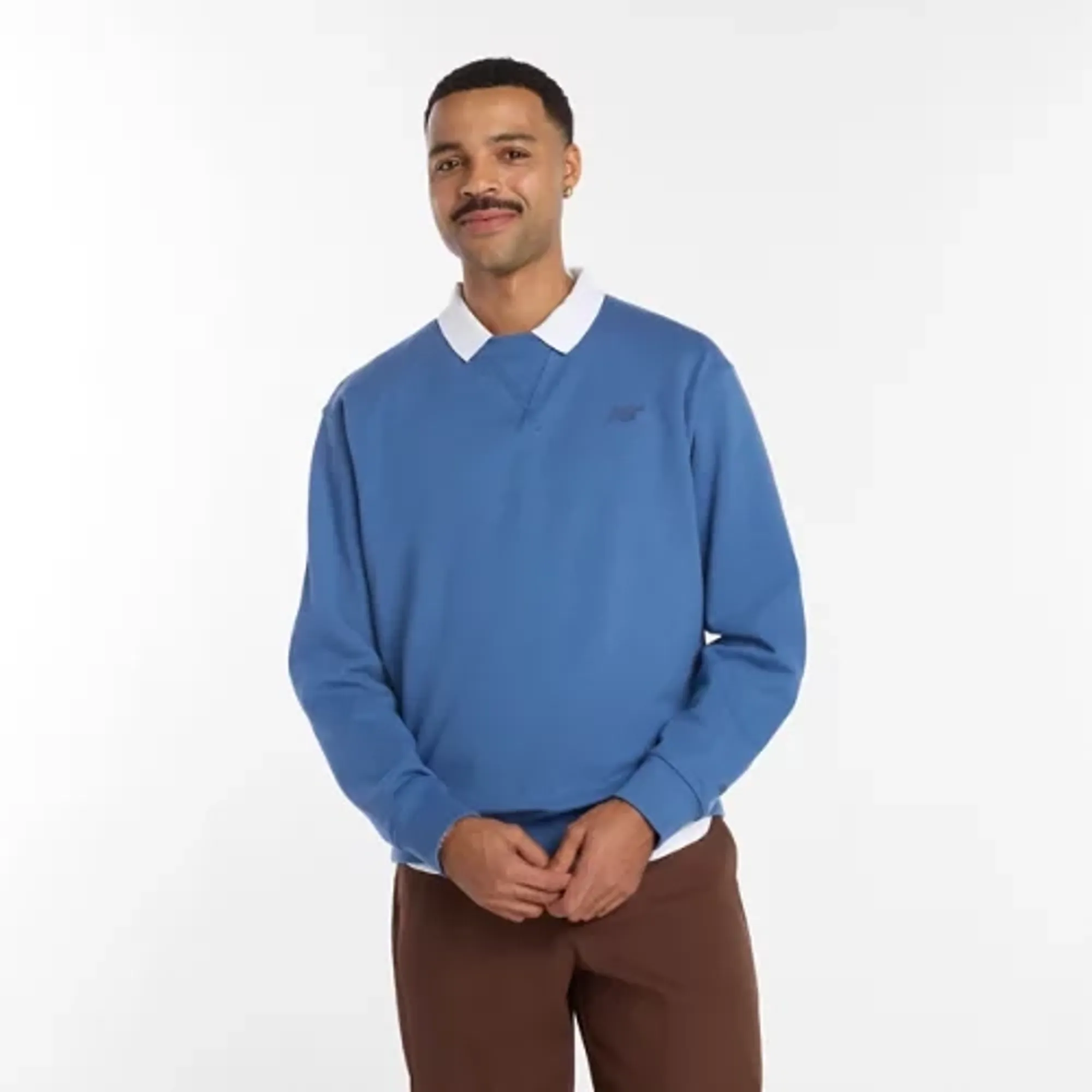New Balance Men's Numeric French Terry Crew in Blue Cotton