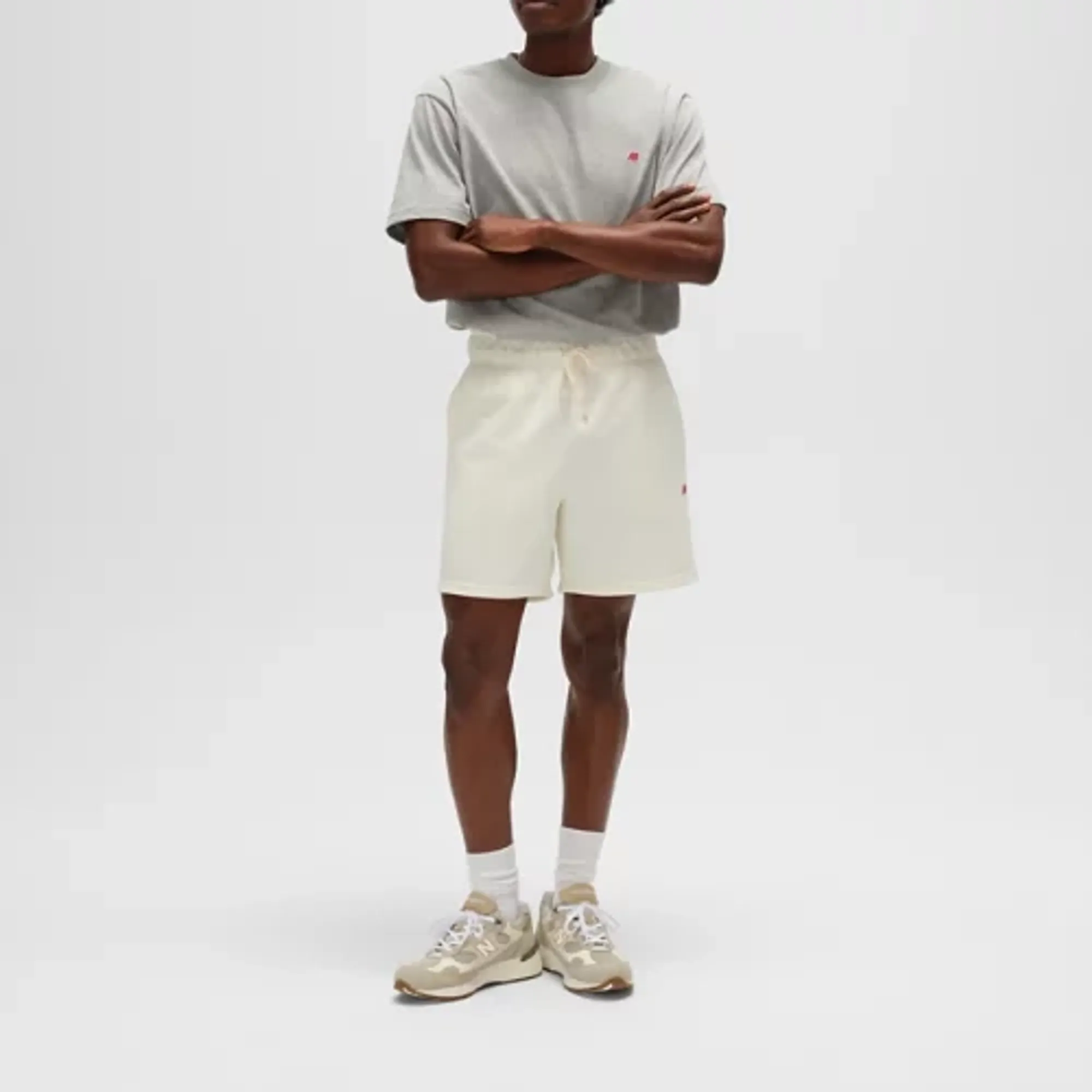 New Balance Men's Made in USA Short in White Cotton Fleece