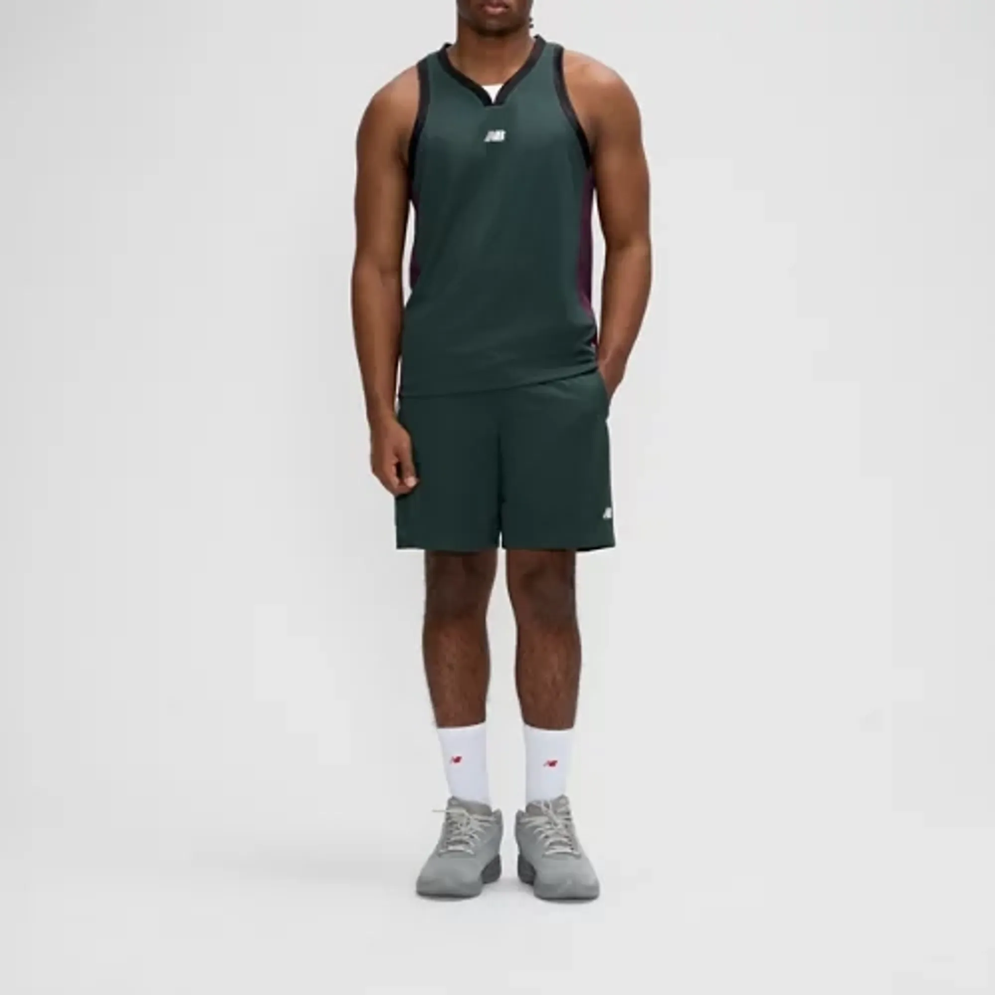 New Balance Men's Basketball Performance Mesh Short in Green/White