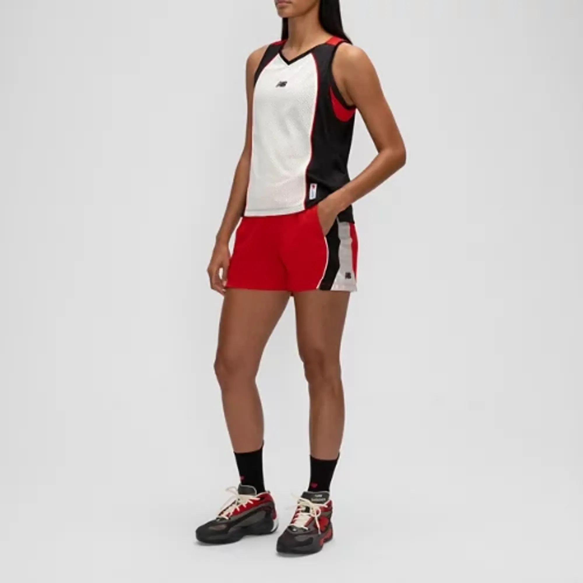 New Balance Women's Basketball Performance Mesh Short in Red/White