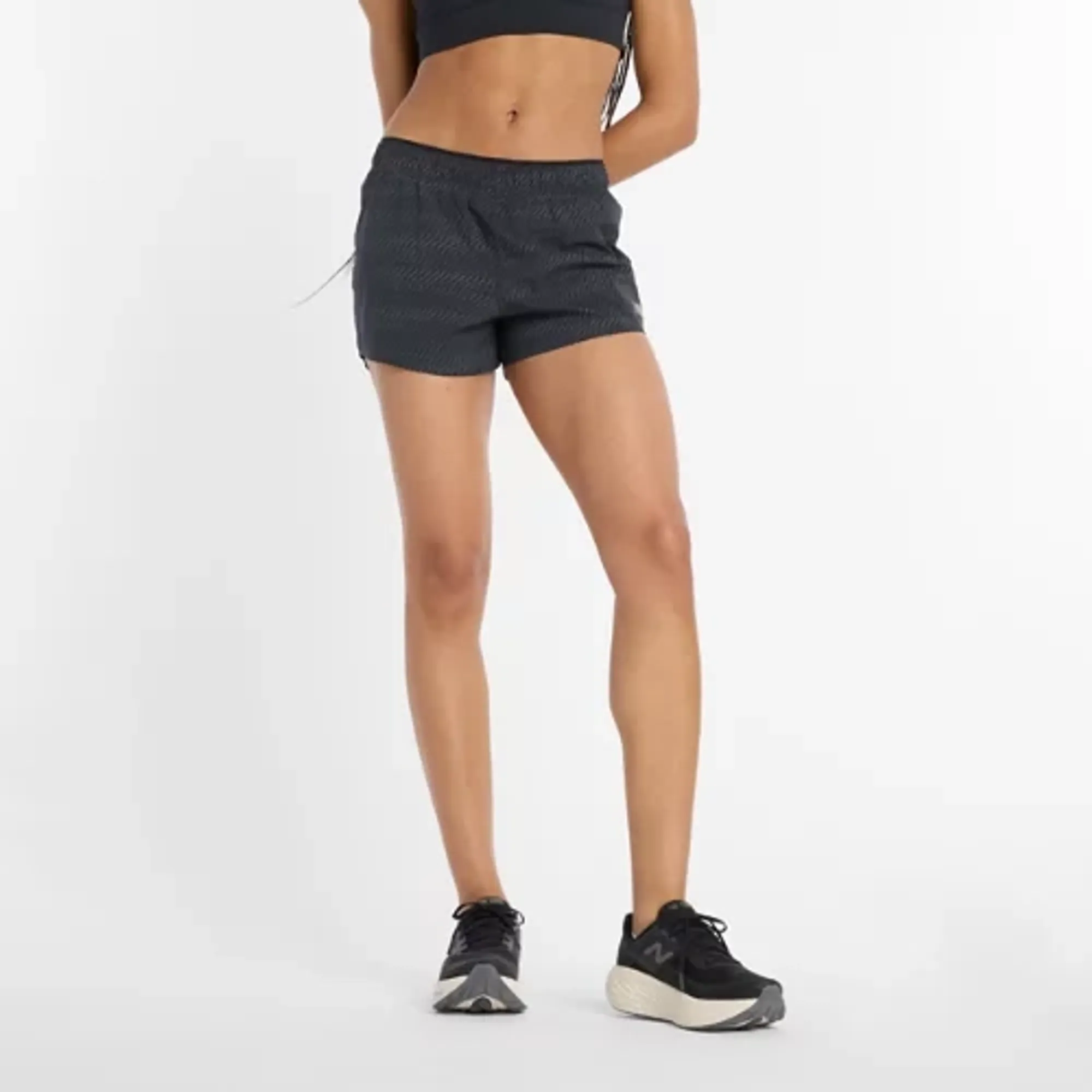 New Balance Women's RC Reflective Short 3" in Black Polywoven
